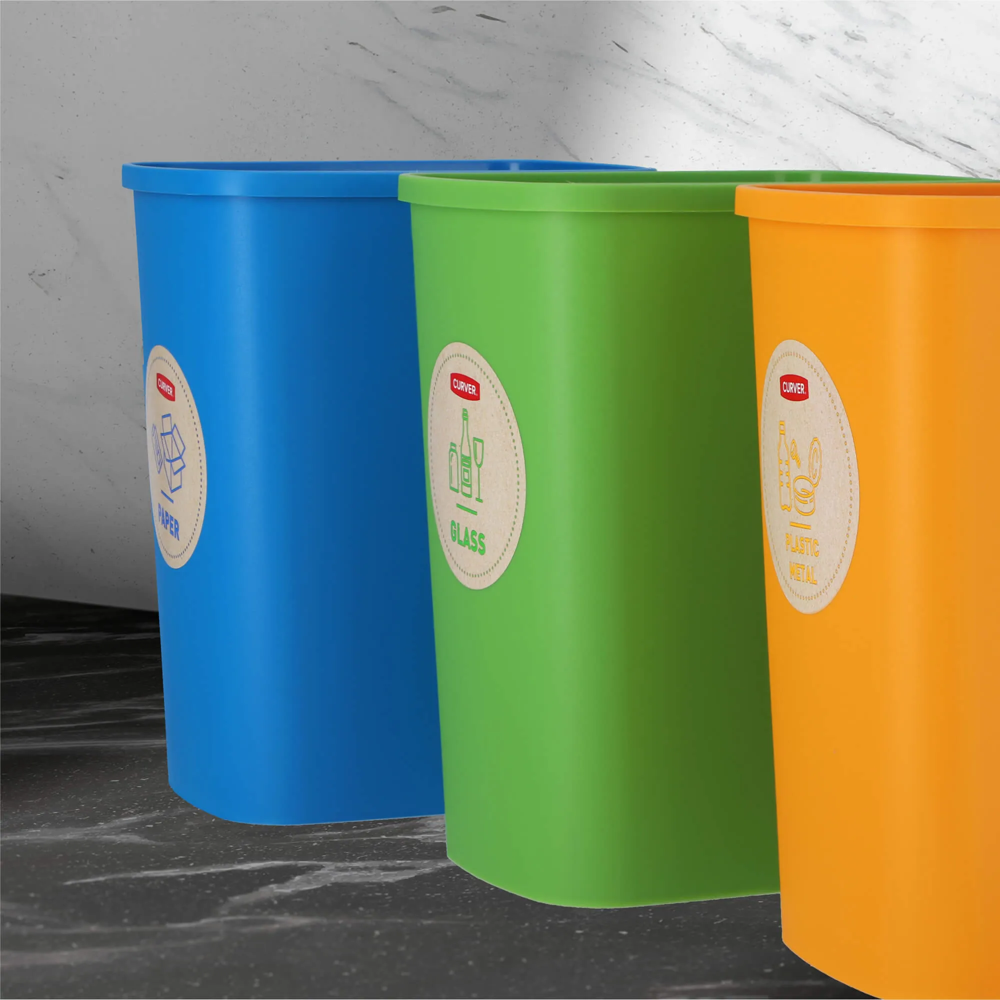 „Curver“ ekologiškos atliekų rūšiavimo dėžės, 10 l, 3 vnt.