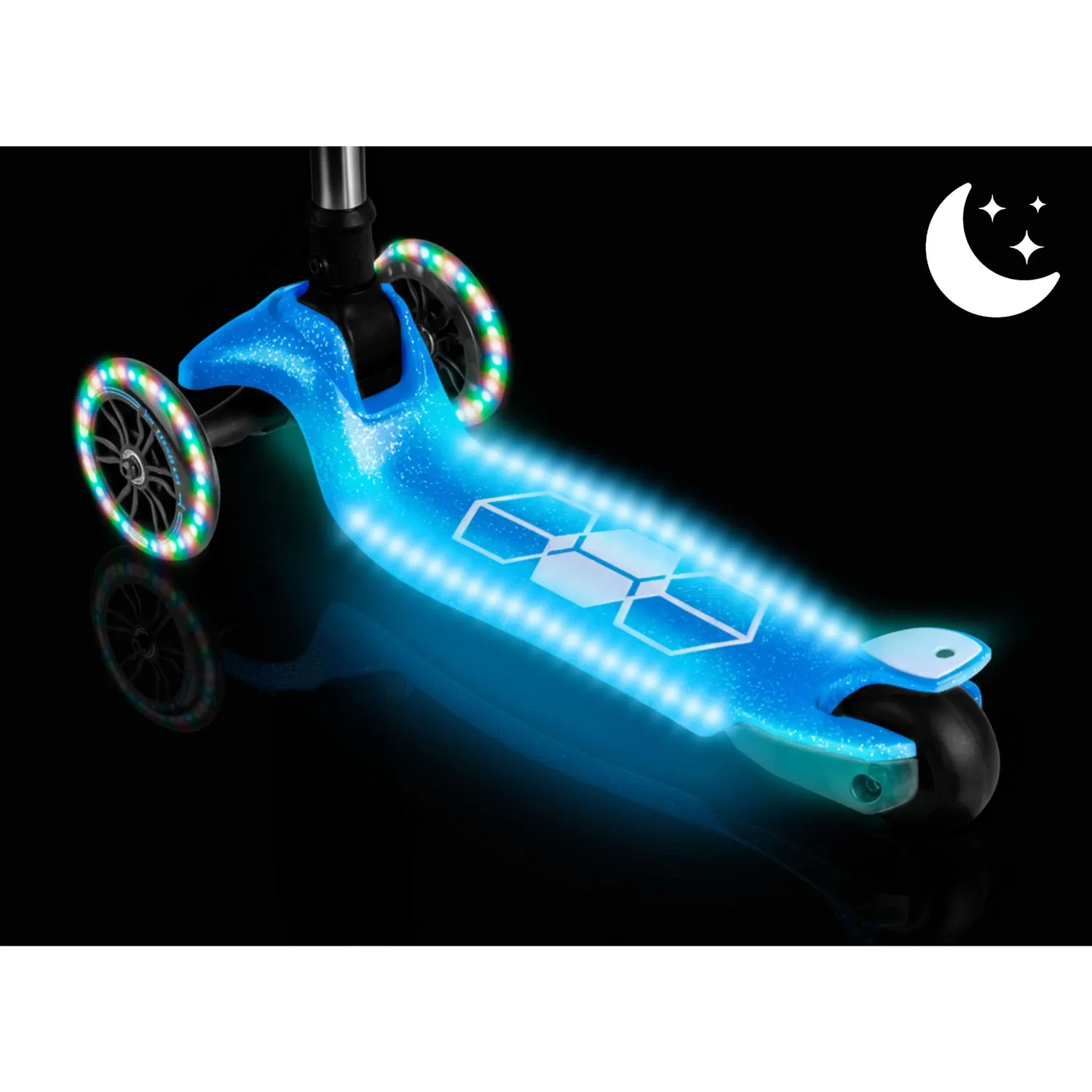 „Ricokids Jelly“ triratis balansinis paspirtukas vaikams, šviečiantis tamsoje – mėlynas - nuotrauka 1