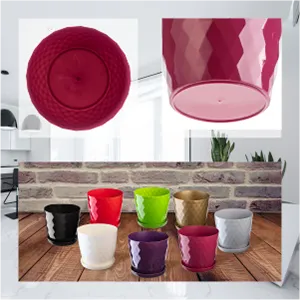 Amily gėlių vazonai su lėkštutėmis 18 cm burnočio spalvos 3 vnt.