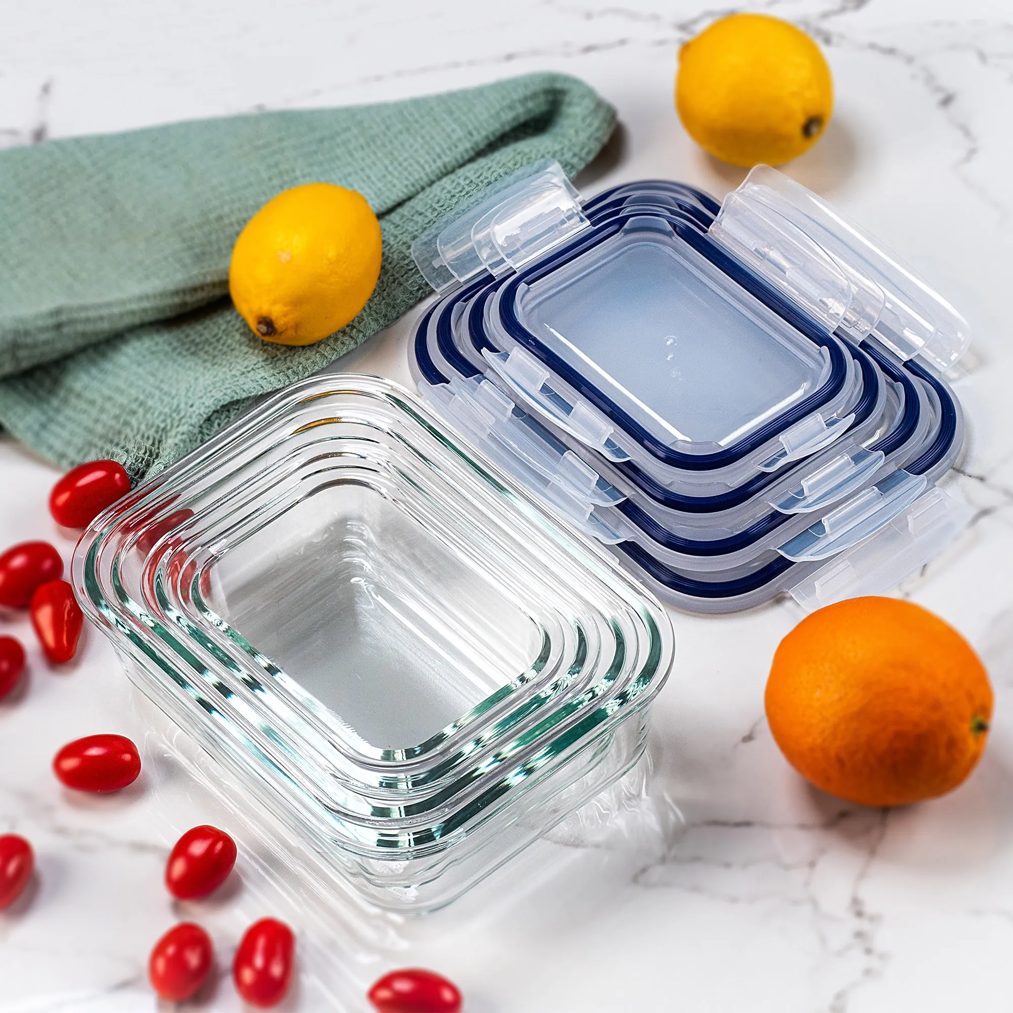 Athie stačiakampių indelių rinkinys 370 ml + 640 ml + 1040 ml + 1520 ml