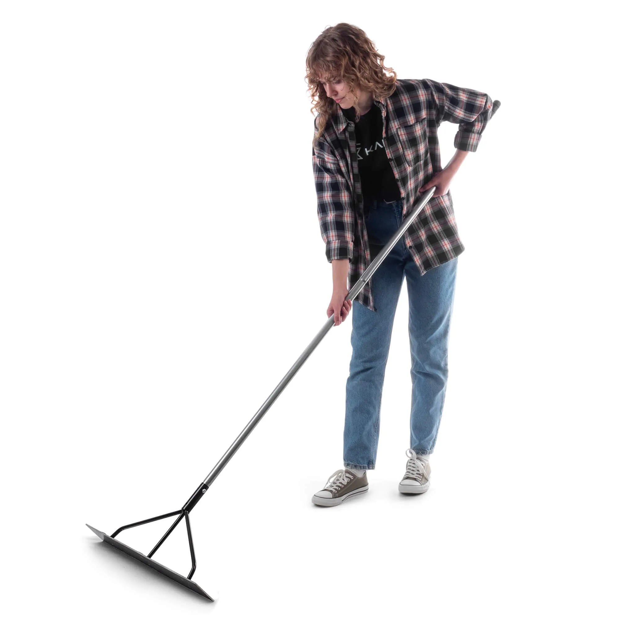 Berga aliuminio betono grandiklis su metaline rankena