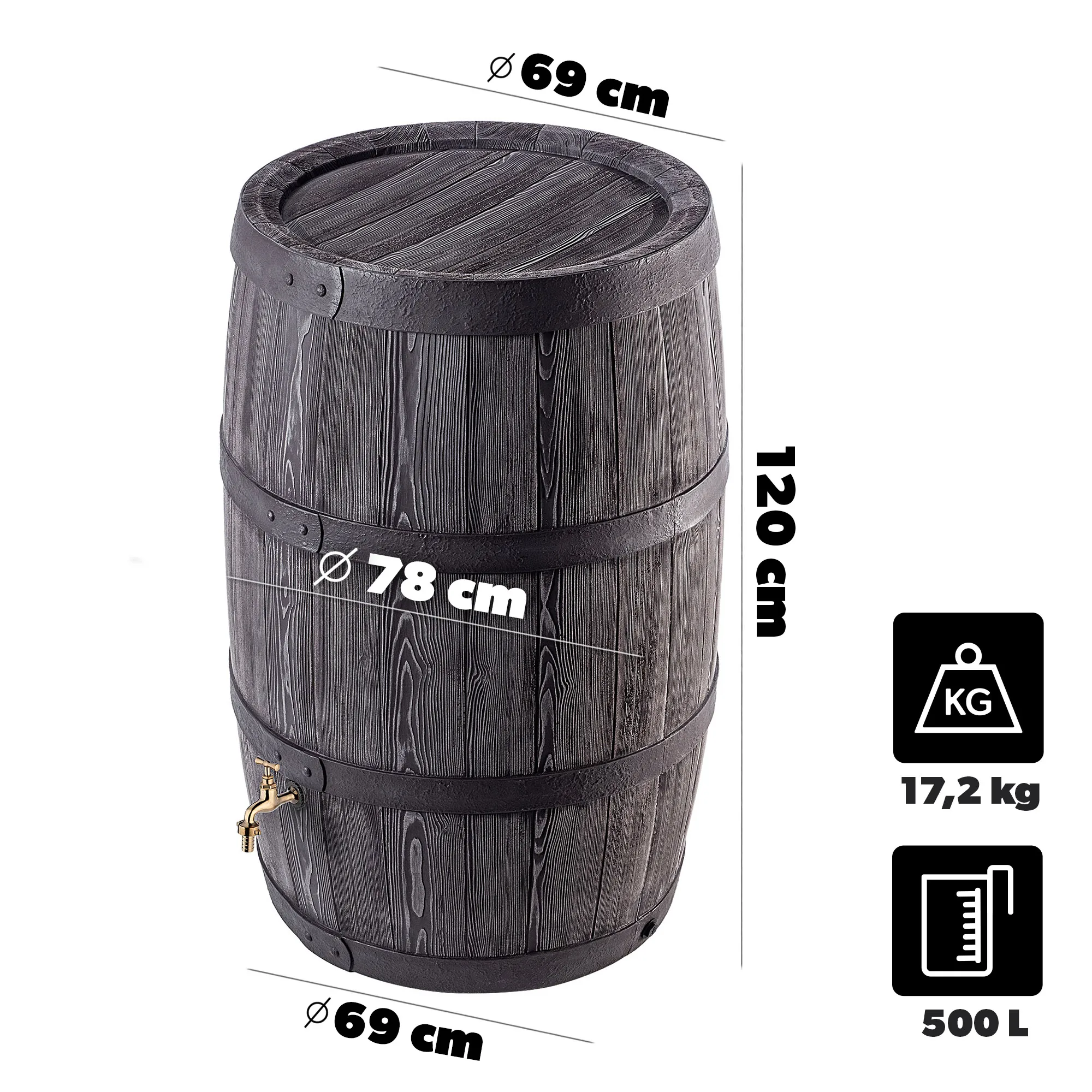 Talais 500L lietaus vandens bakas + bronzinis prijungimo komplektas