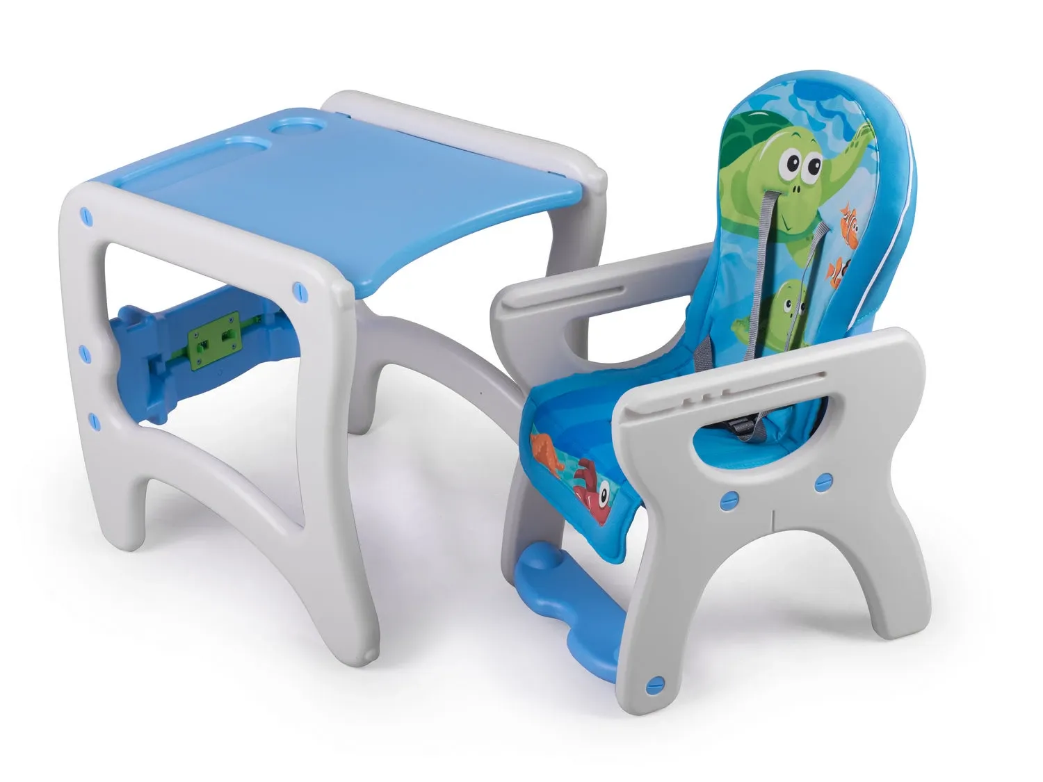 Ricokids Teri 3in1 kūdikio maitinimo kėdutė, pilka ir mėlyna - nuotrauka 1