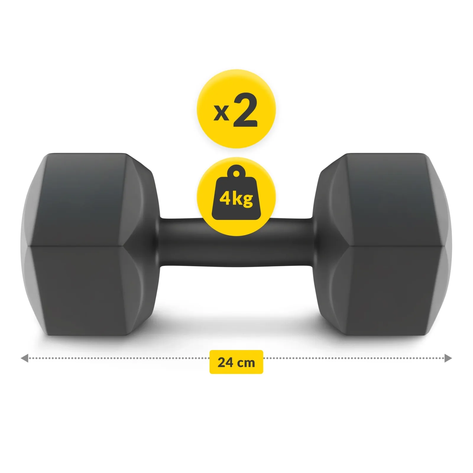 Bituminiai hanteliai pratimams 2 x 4 kg