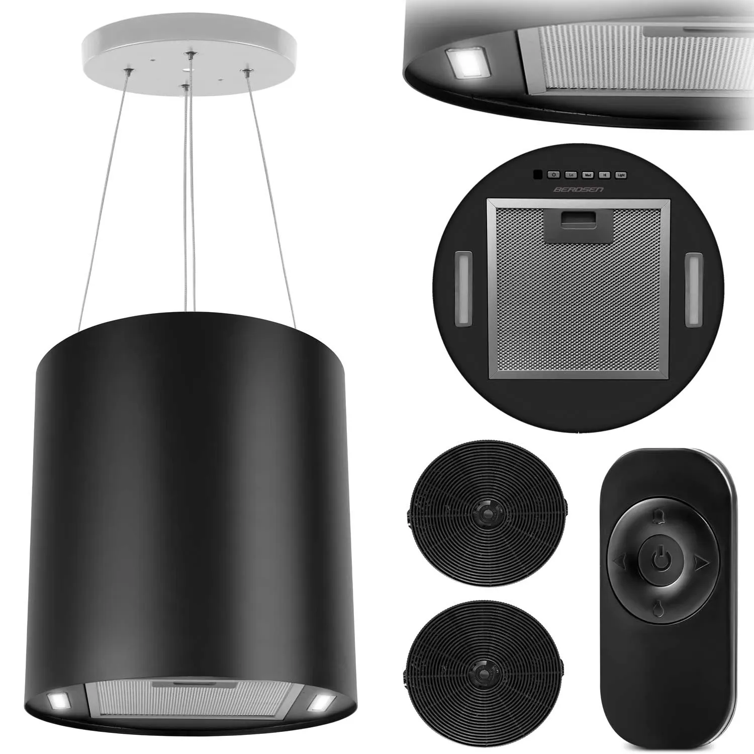 Pakabinamas virtuvės gartraukis, 35 cm, juodas, BT-227 - nuotrauka 1