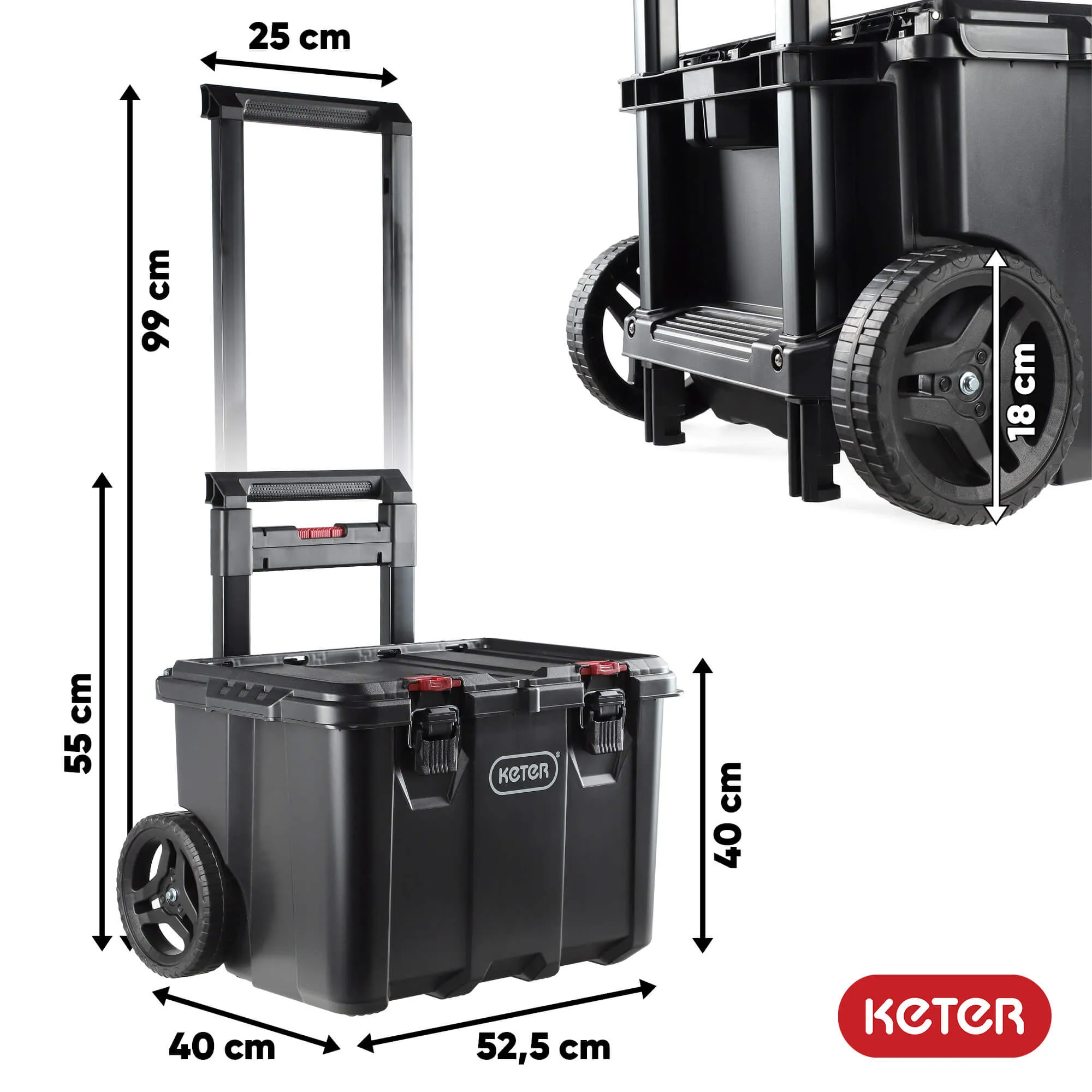 Keter Stack`N`Roll įrankių dėklas 40 x 52 cm, juodas