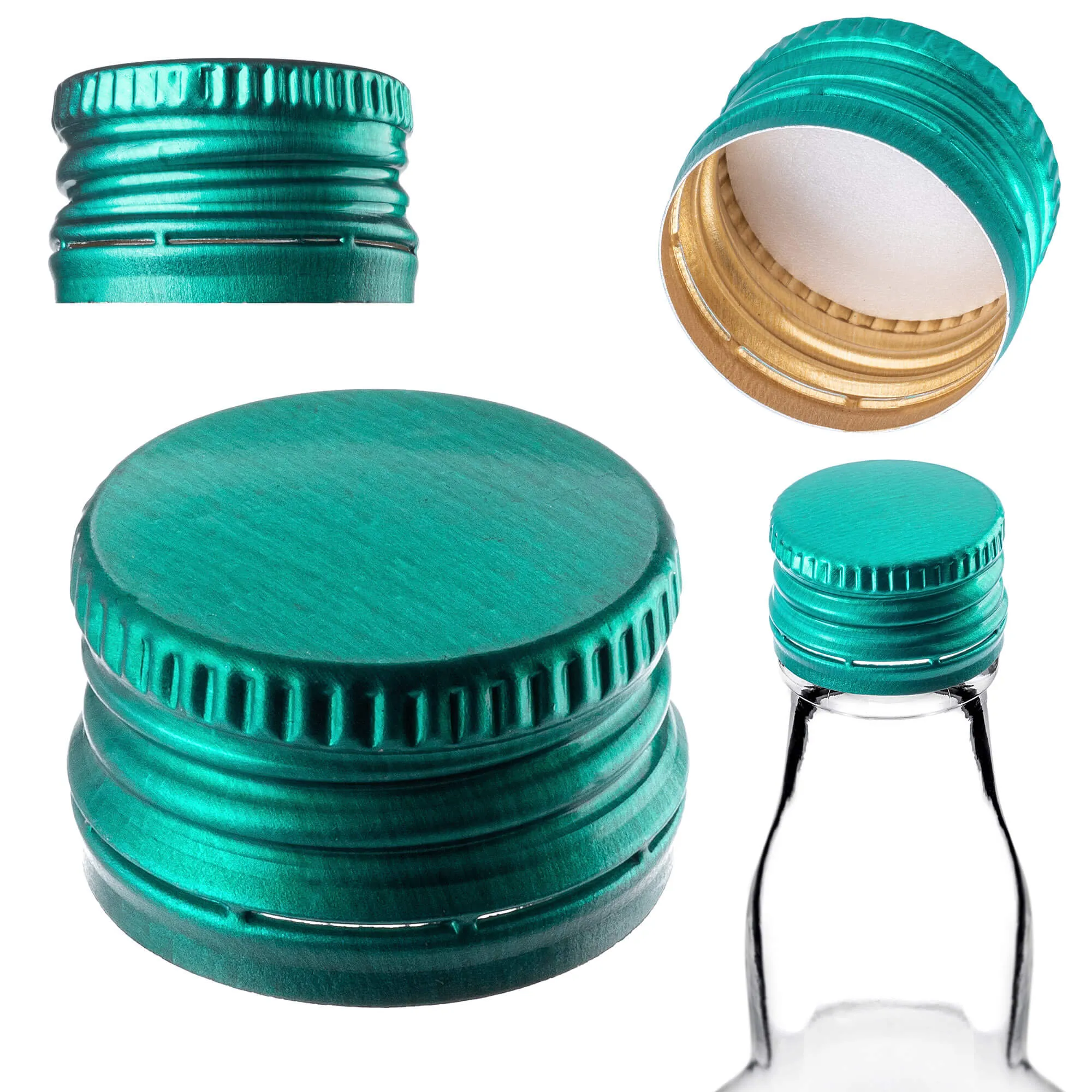 Annot aliumininiai butelių kamšteliai, 28 mm skersmens, žali, 10 vnt.