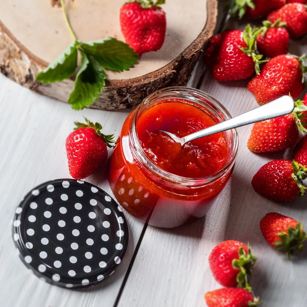 Metaliniai dangteliai Virbo stiklainiams, 10 vnt., 82 mm skersmens, „Black Grid“