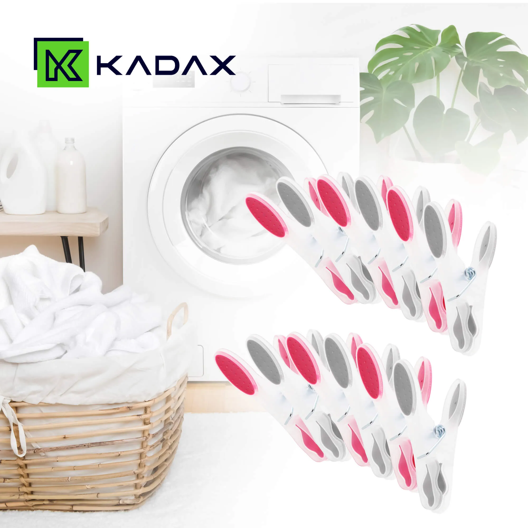 „Luant“ plastikiniai skalbinių segtukai, pilki ir rožiniai, 12 vnt.