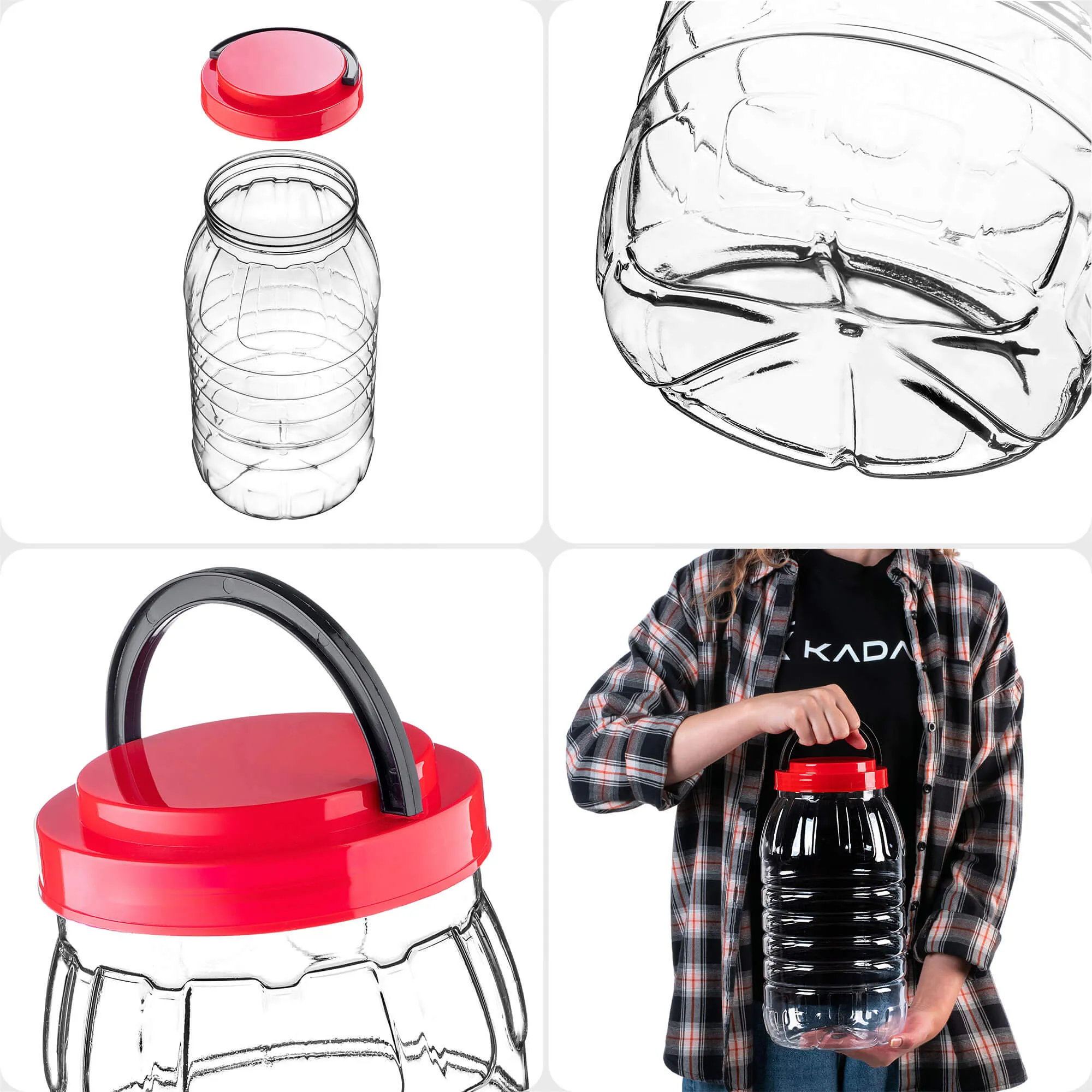 PET indeliai su užsukamu dangteliu ir rankena „Riccia universal“, 5 l, 2 vnt.