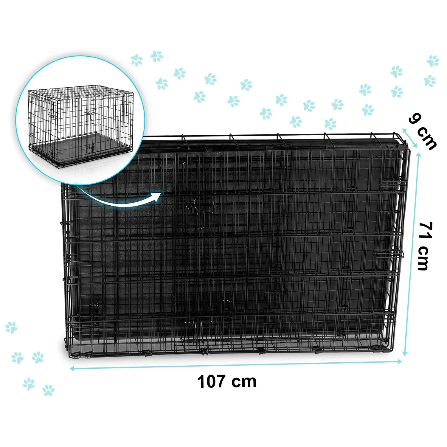 Metalinis šunų voljeras + guolis 107 x 71 x 77 cm PH-202 - nuotrauka 1