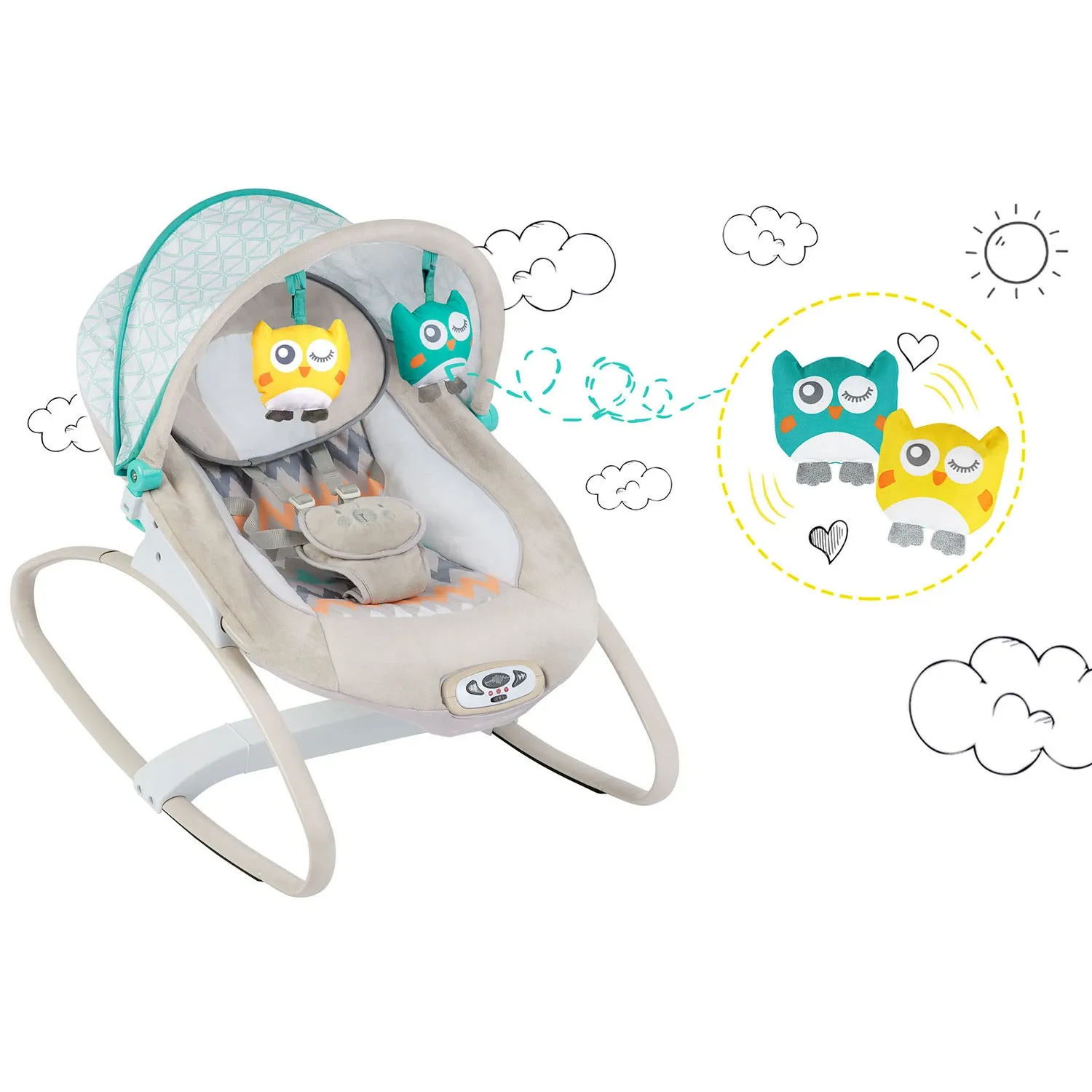 Ricokids šokinėjimo lovelė su vibracija ir muzika - pilka - nuotrauka 1