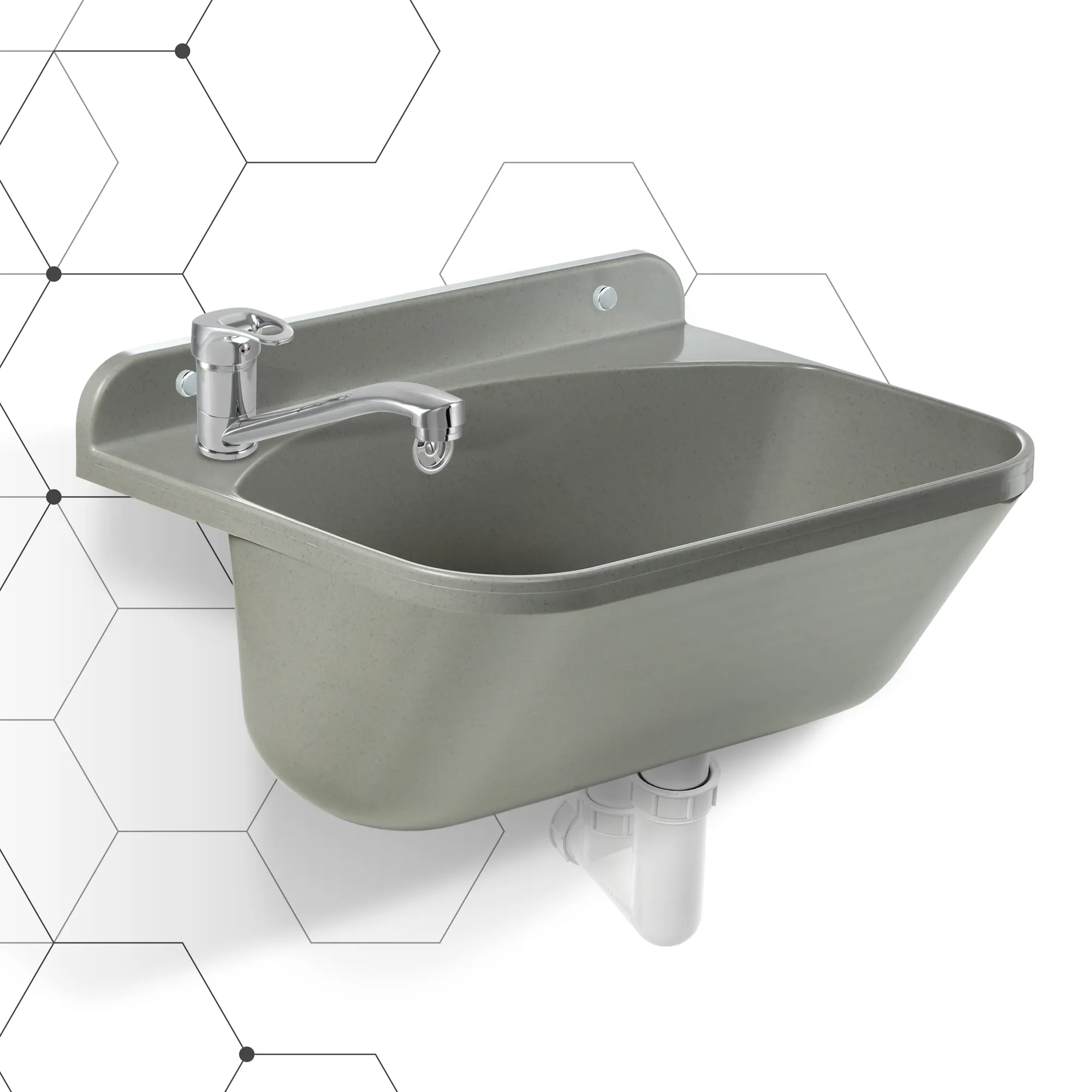 Gospo Eko kriauklė su pasukamu maišytuvu, pilka