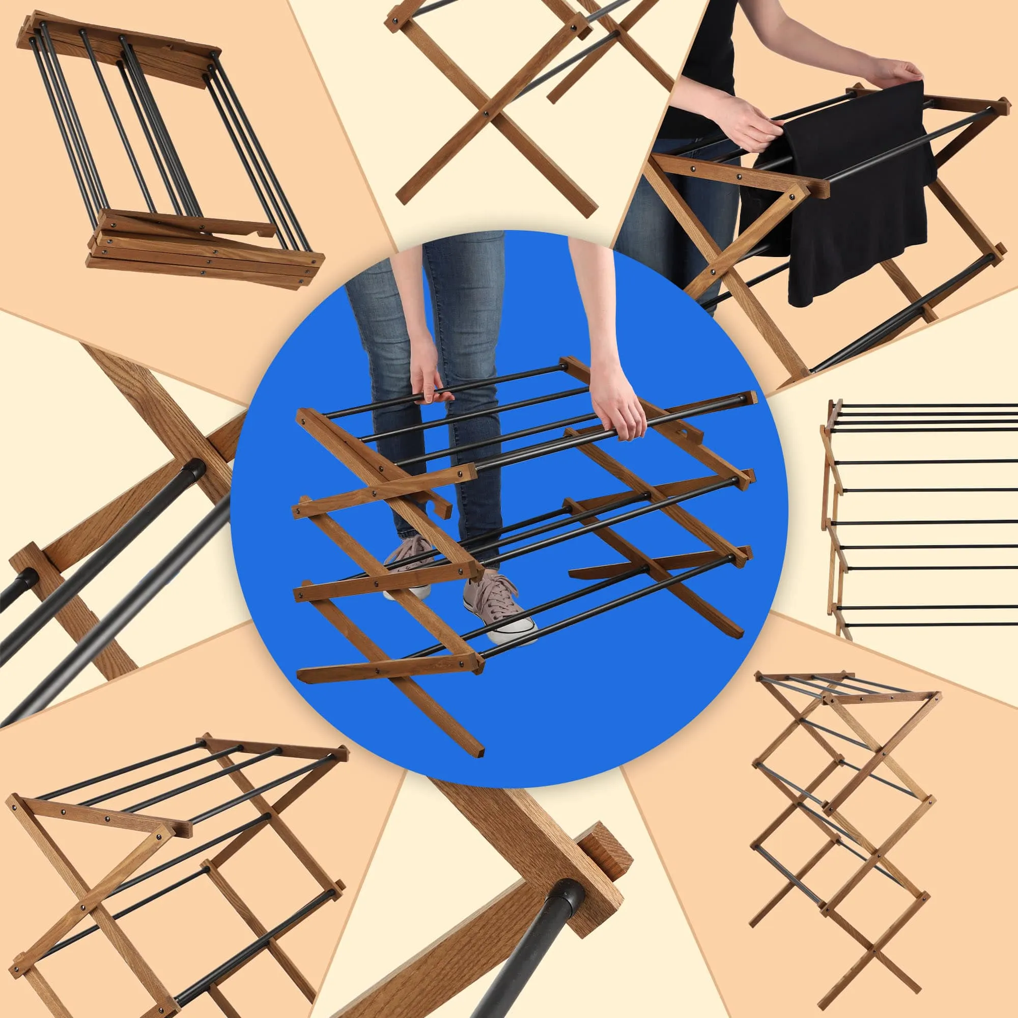 Ferrara medinė džiovyklė su plieniniais strypais, 60 cm