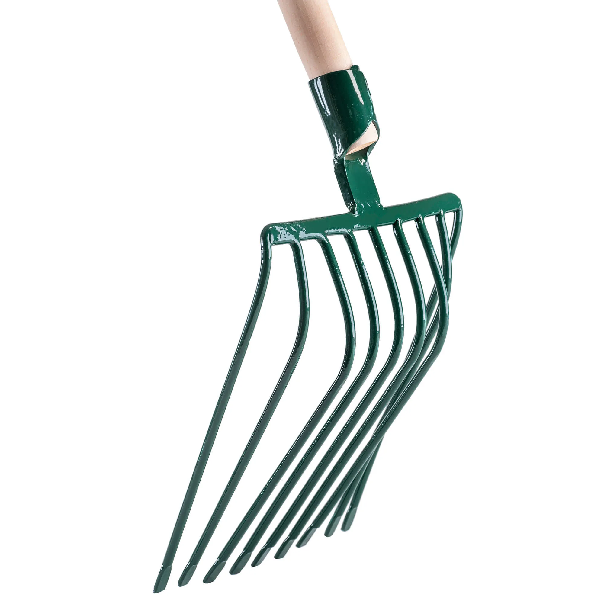 Vialle 9 dantų metalinė šakutė 131 cm, žalia