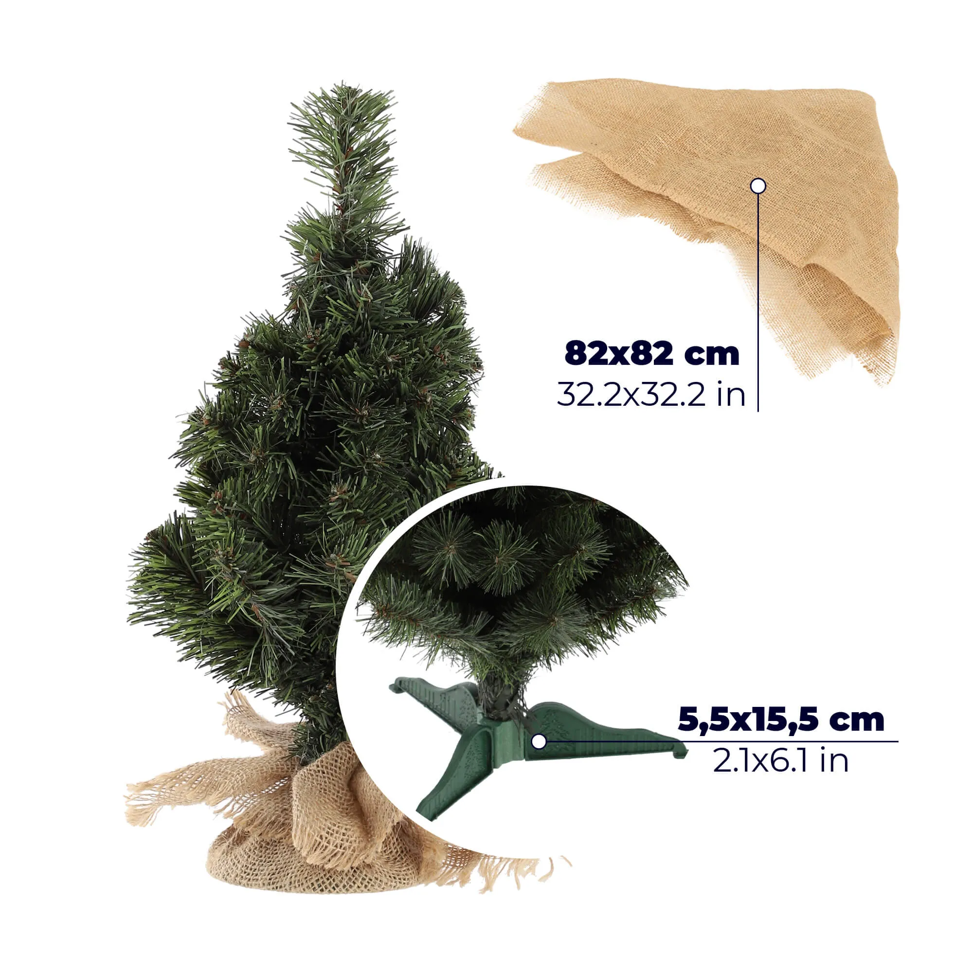 Dekoratyvinė dirbtinė Kalėdų eglutė iš džiuto, 80 cm