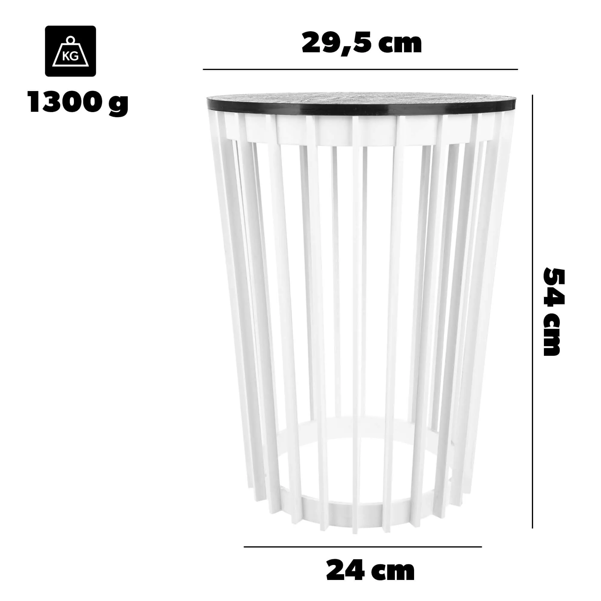 Aytre dvipusis augalų stovas 54 cm baltas + juodas stalviršis