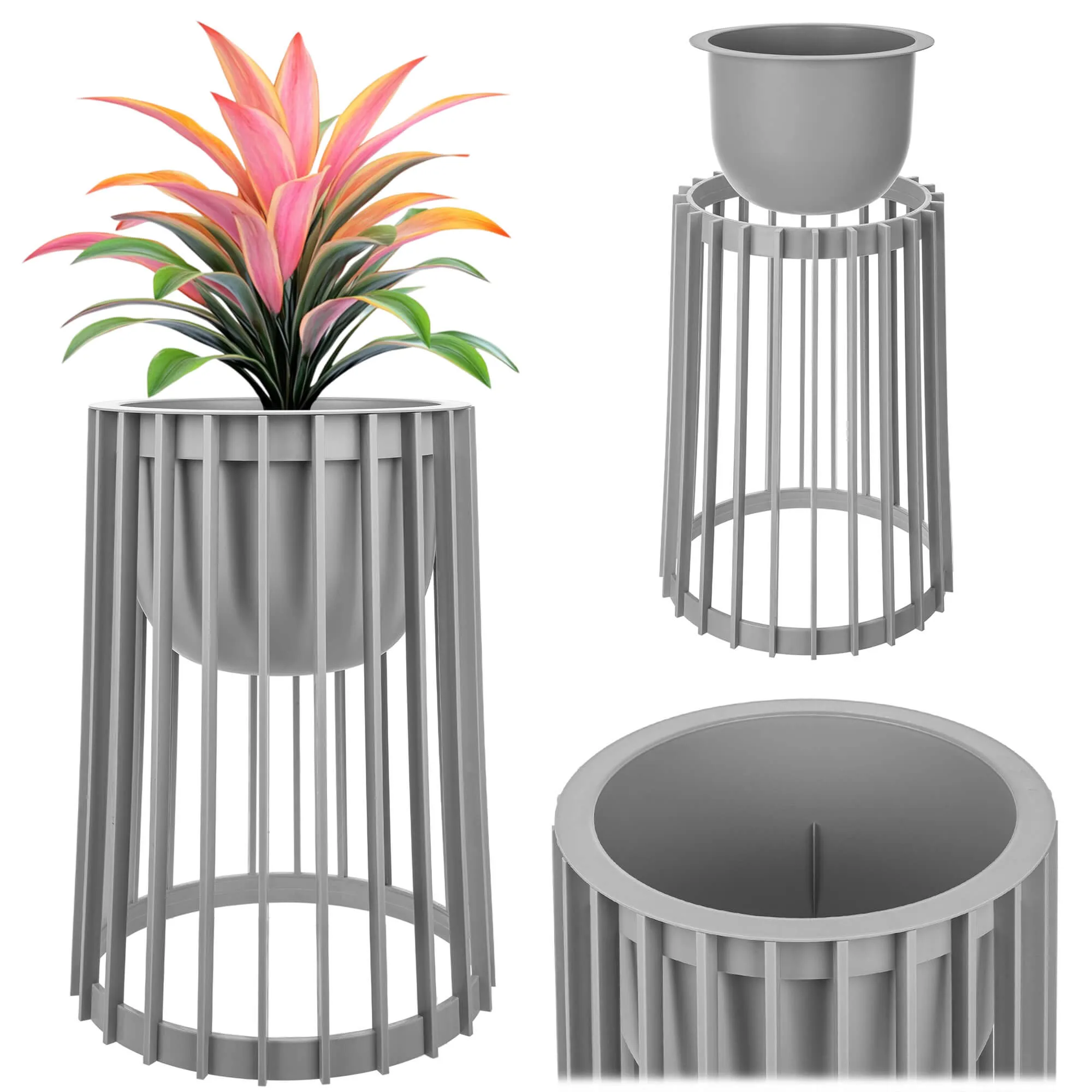 Aytre dvipusis augalų stovas 40 cm platinos spalvos + įdėklas