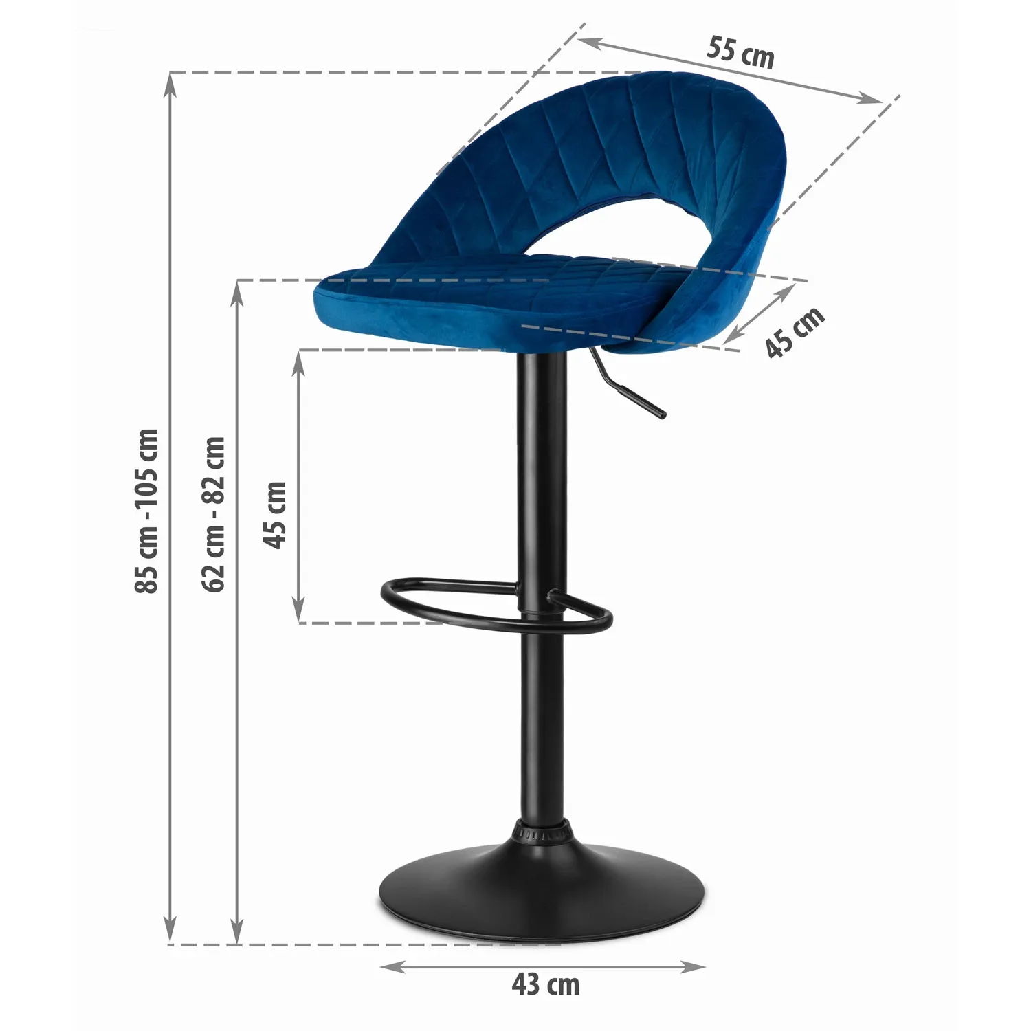 Meva mėlyna baro kėdė su atlošu - nuotrauka 1