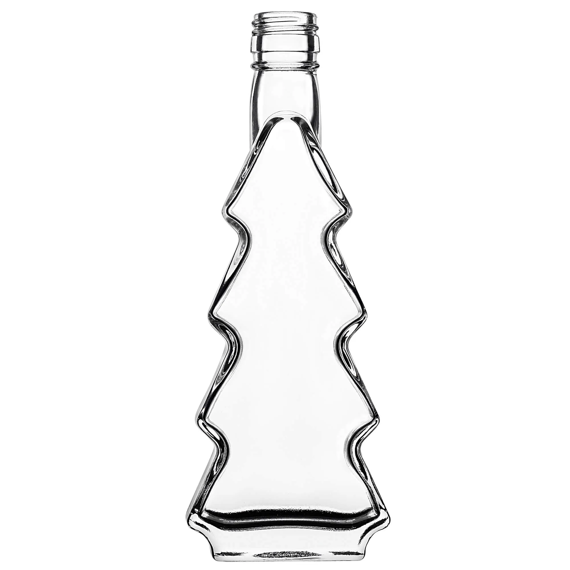 Enna kalėdinės eglutės formos stikliniai buteliukai 200 ml su baltu dangteliu 10 vnt.