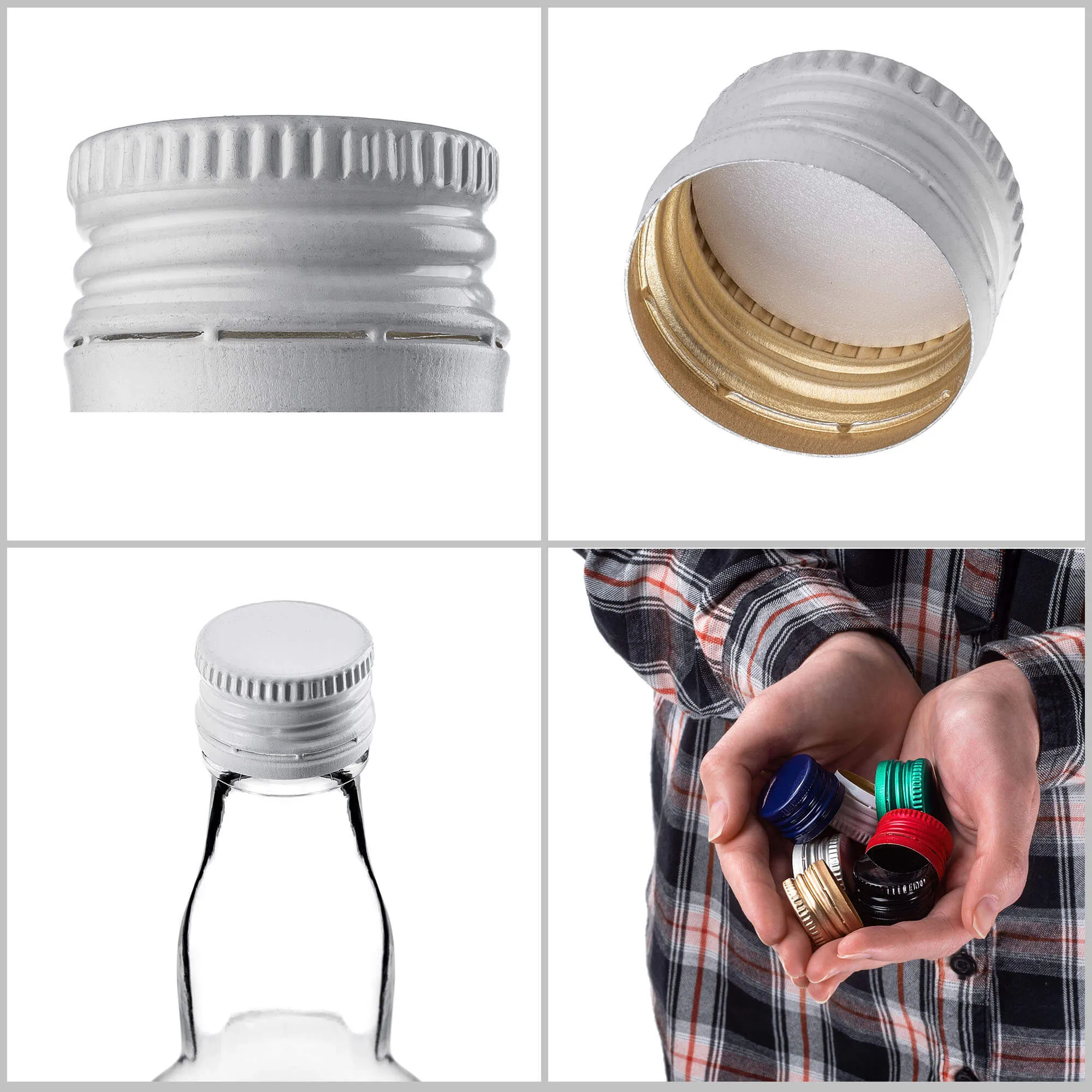 Annot aliumininiai butelių kamšteliai, 28 mm skersmens, balti, 10 vnt.