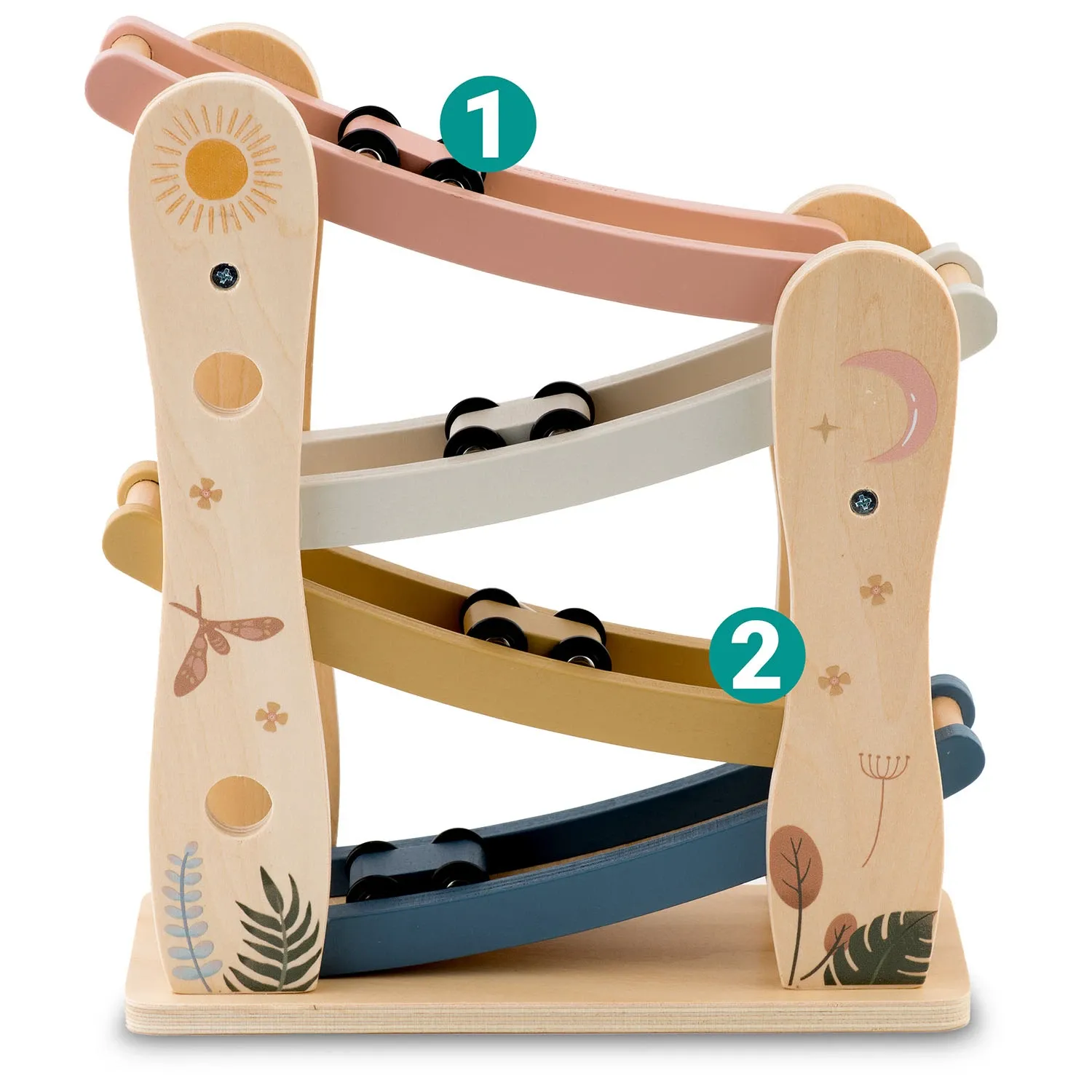 Medinis žaislinis čiuožykla su mašinėlėmis NK-855 Nukido - nuotrauka 1