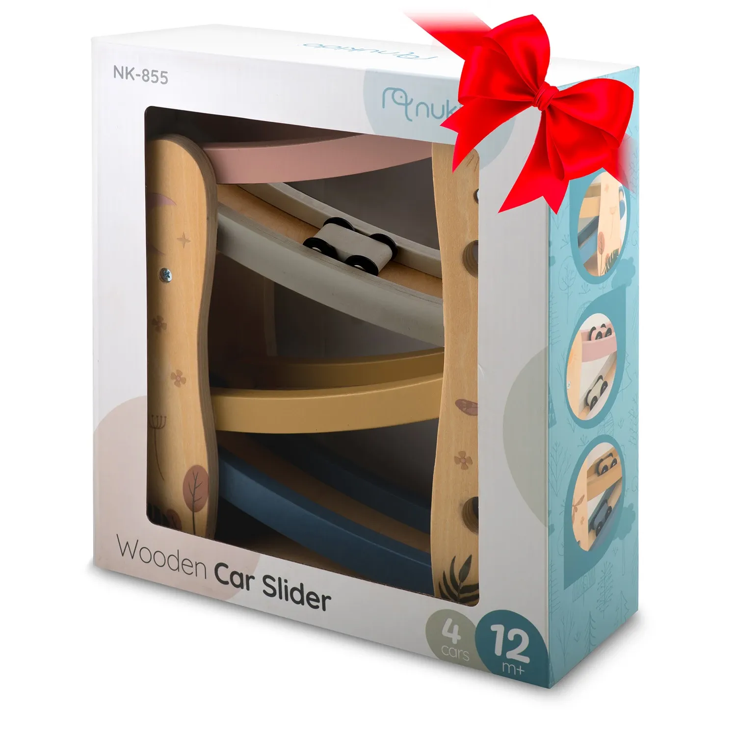 Medinis žaislinis čiuožykla su mašinėlėmis NK-855 Nukido - nuotrauka 1
