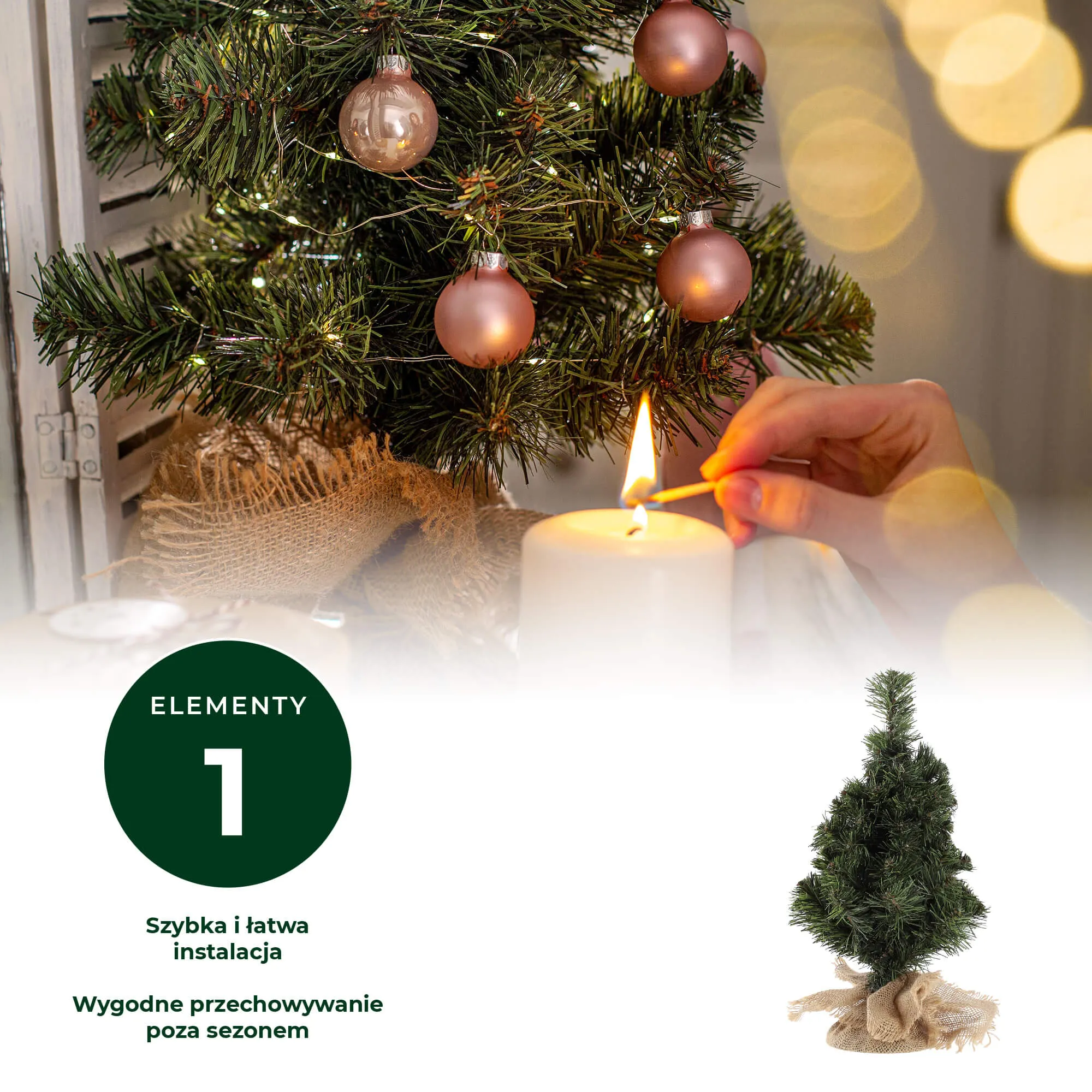 Dekoratyvinė dirbtinė Kalėdų eglutė iš džiuto, 80 cm