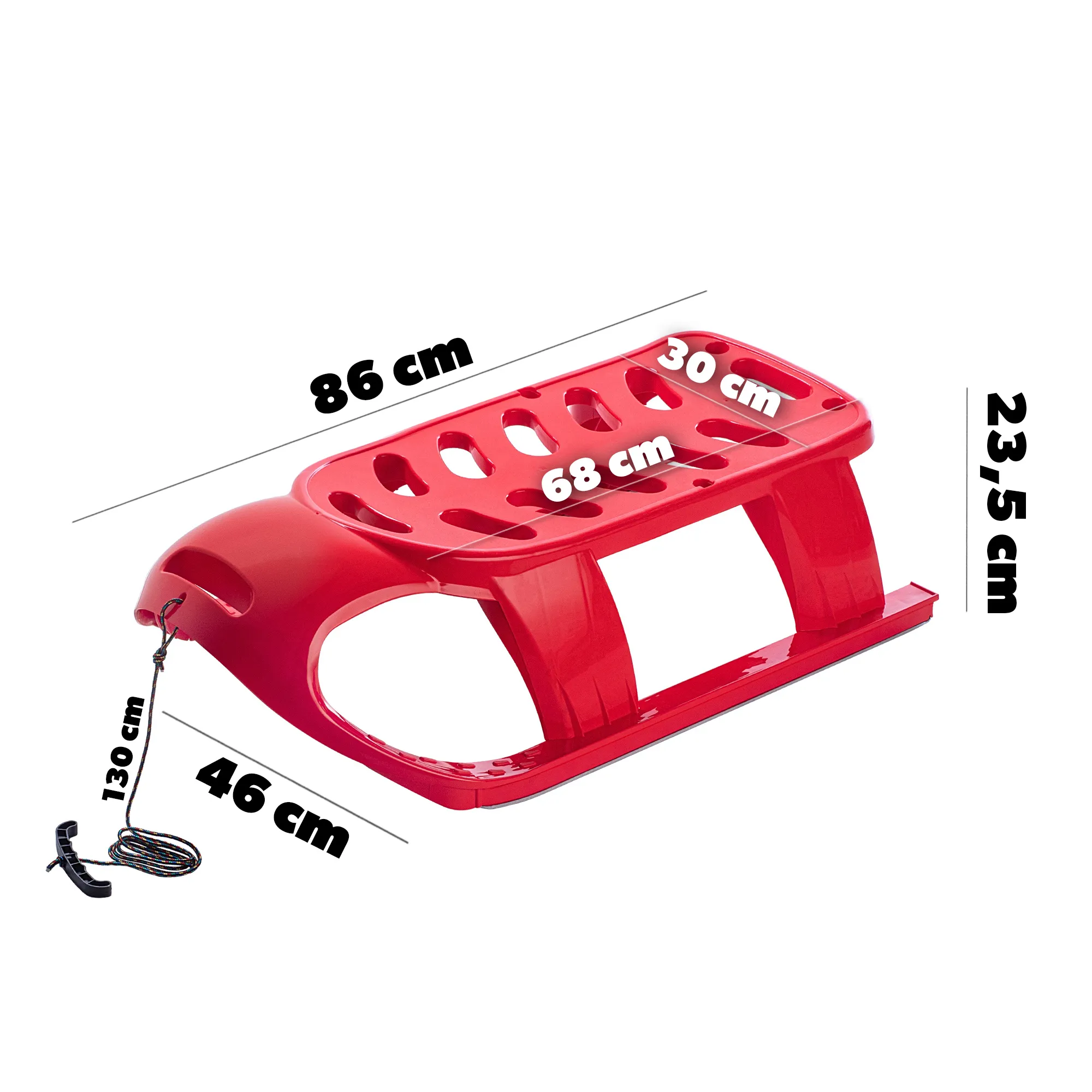 Piera plastikinės rogės vaikams, raudonos