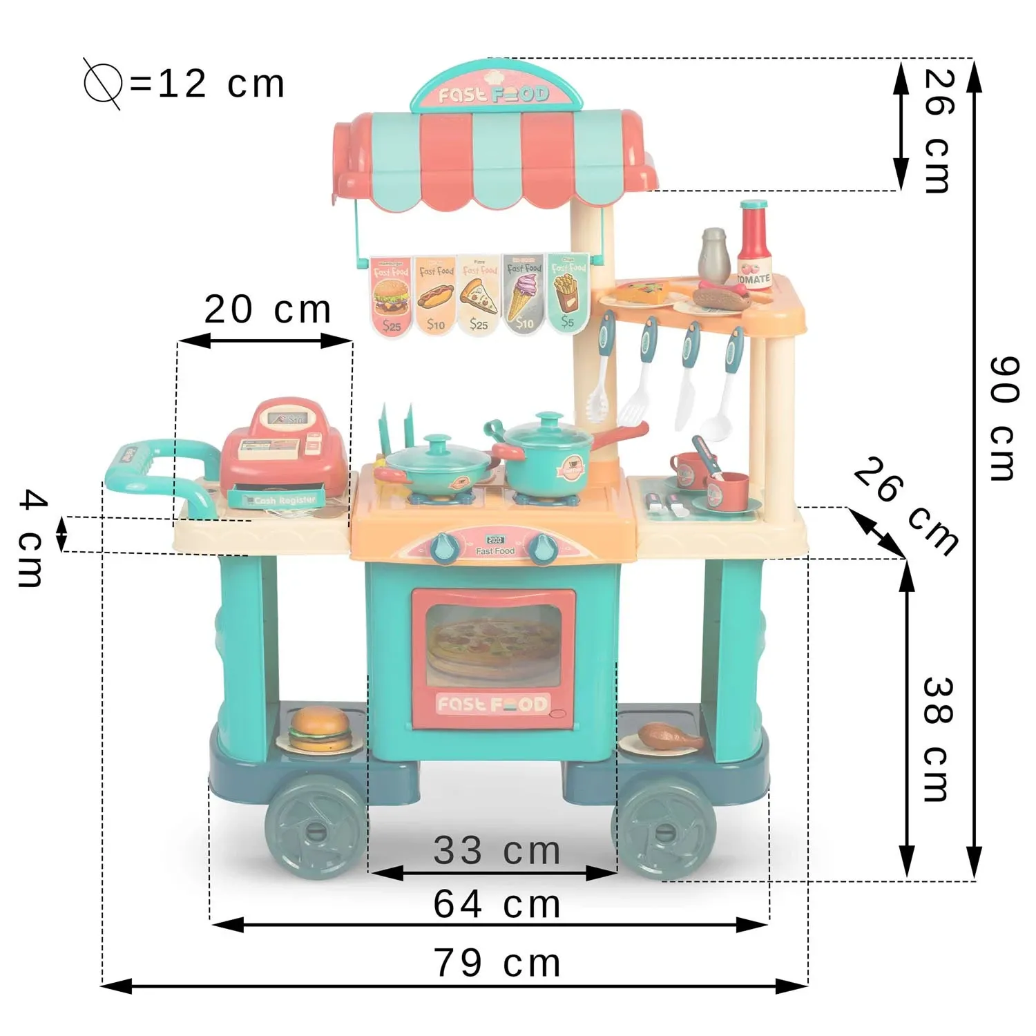 Ricokids 773000 vaikiška virtuvė ant ratukų - nuotrauka 1