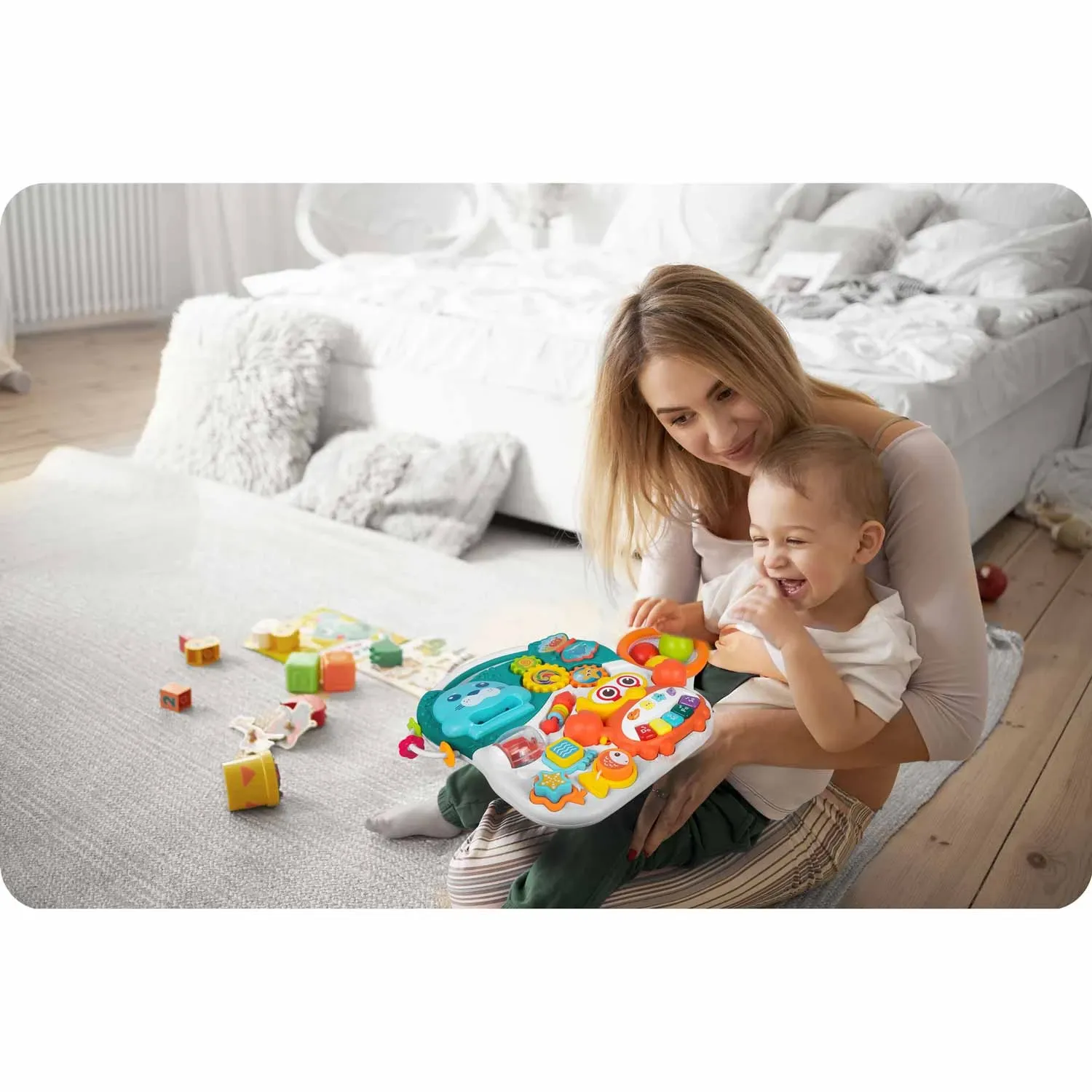 Švietimo stalas stūmimui 3in1 RK-810 baltas ir mėlynas - nuotrauka 1