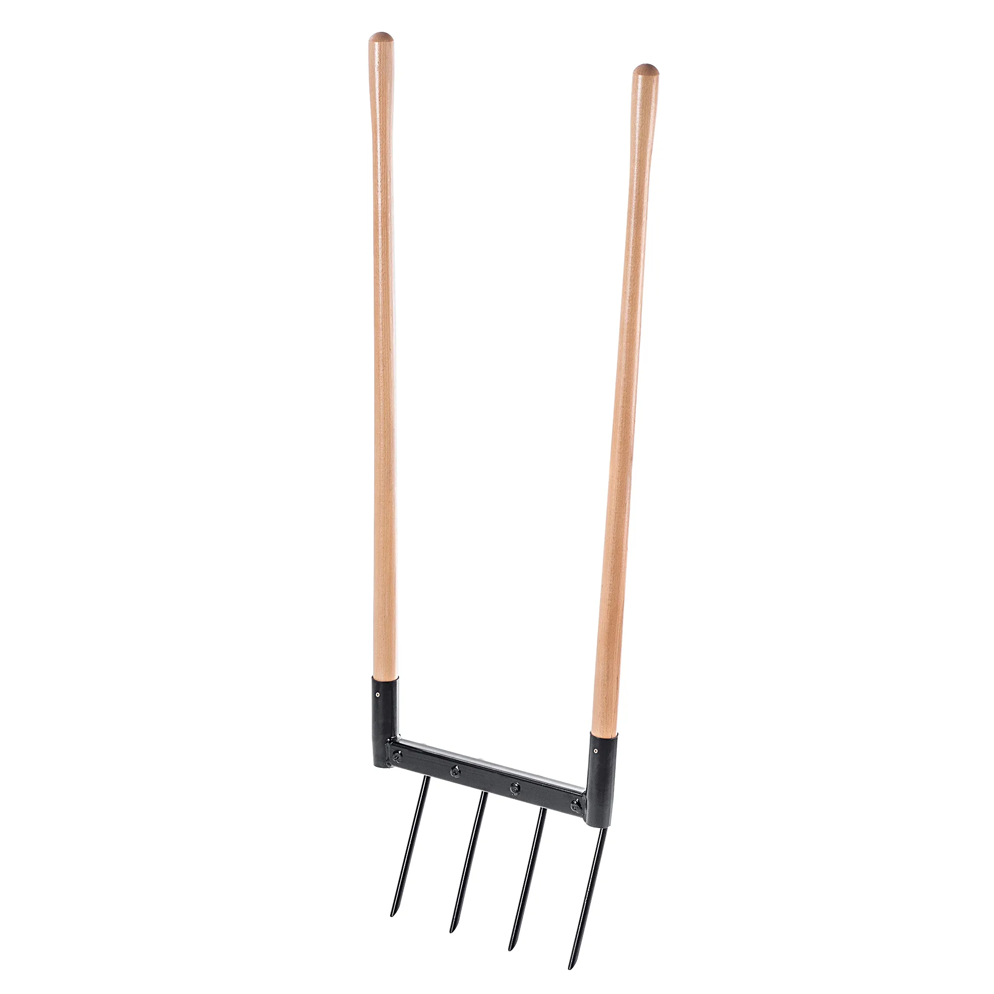 Sodo šakutė dirvos purenimui, 4 dalių, su rankenomis