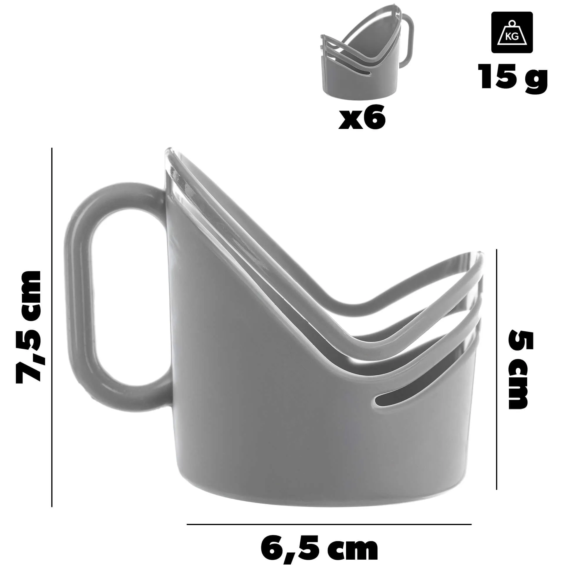 Lauro stikliniai krepšeliai 6,5 cm šviesaus uosio spalvos, 6 vnt.