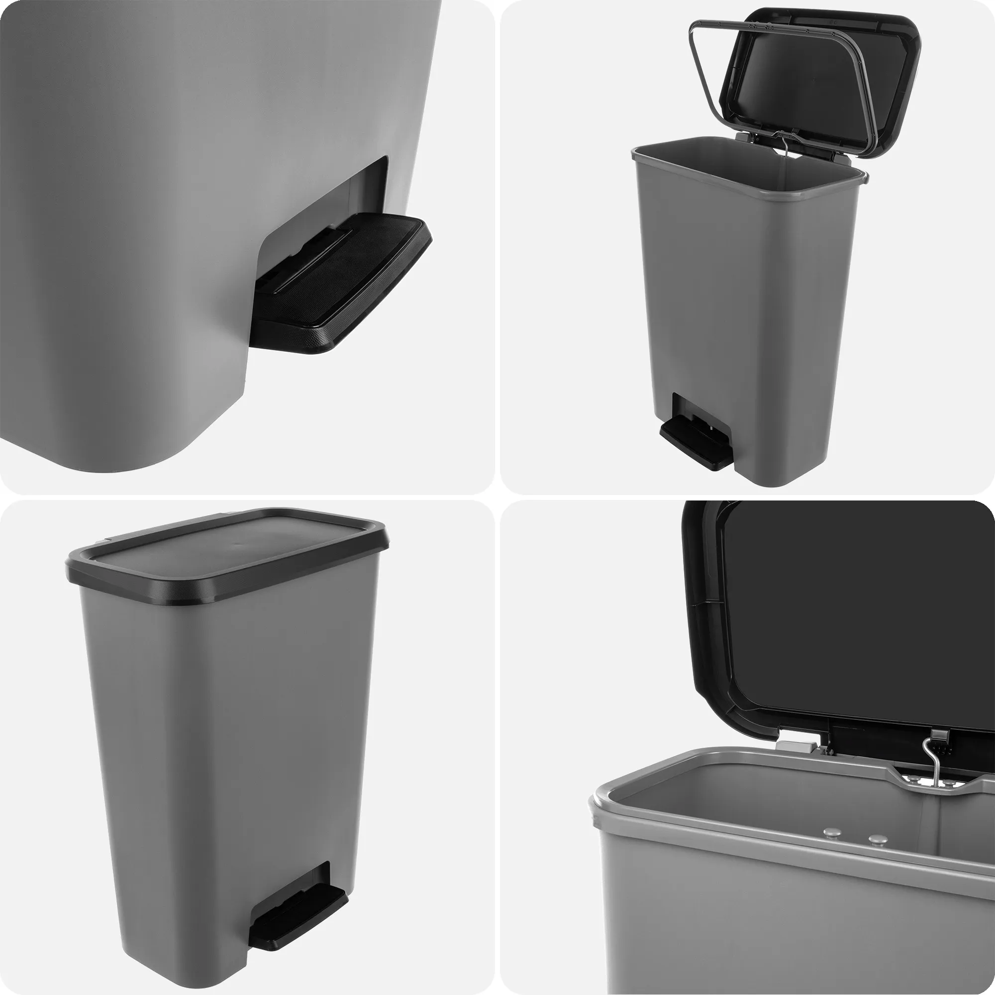 Curver Compatta šiukšliadėžė su pedalu, tamsiai pilka, 50 l