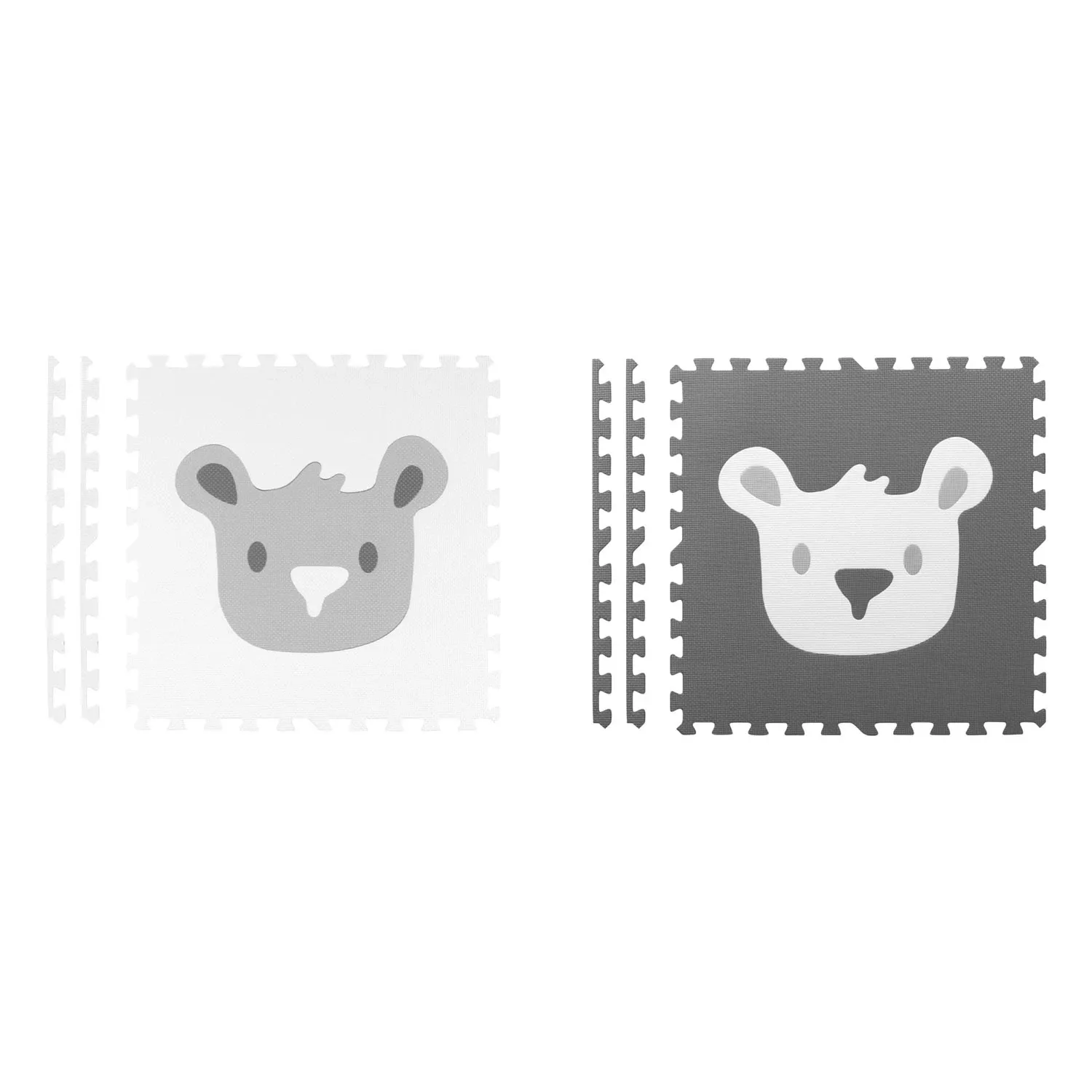 Putplasčio dėlionės kilimėlis 180x180cm 9 vnt. pilkų gyvūnų - nuotrauka 1