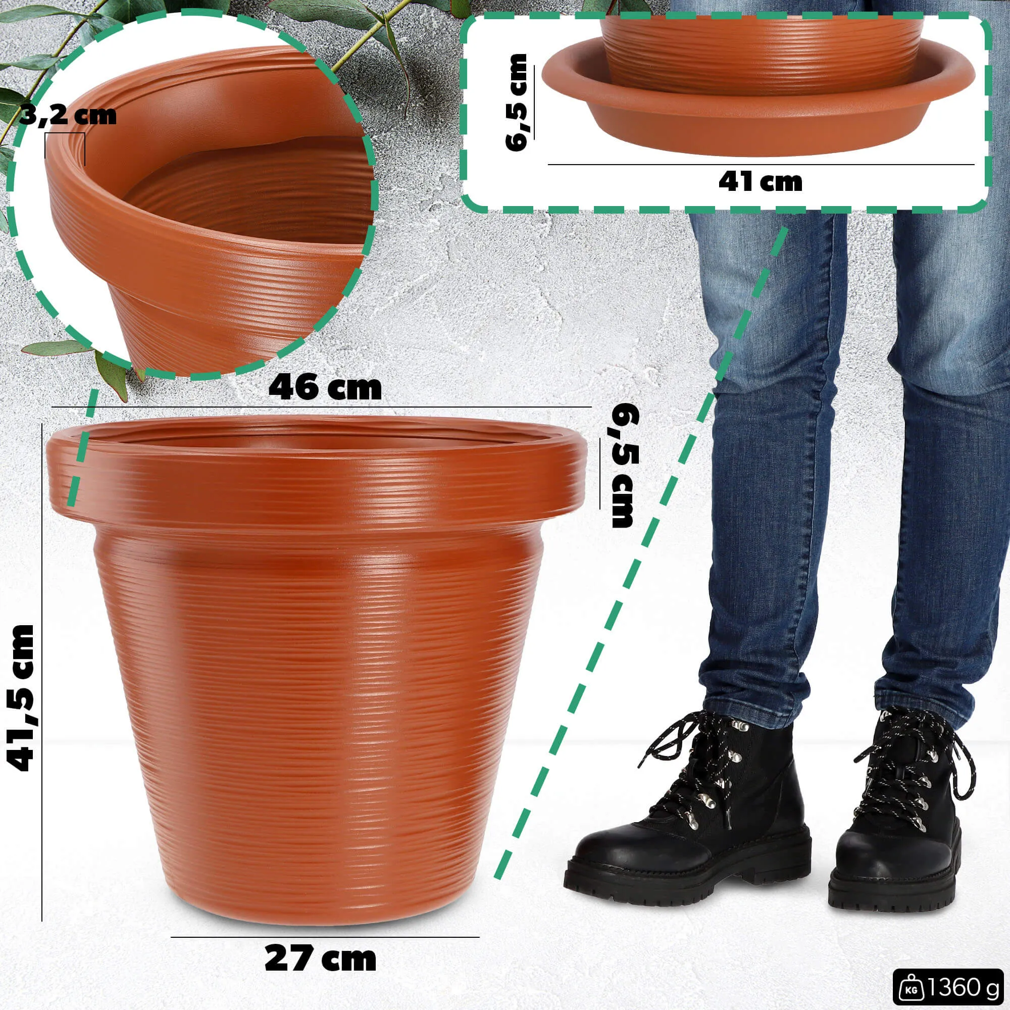 Cieza vazonas su lėkštute 46 cm