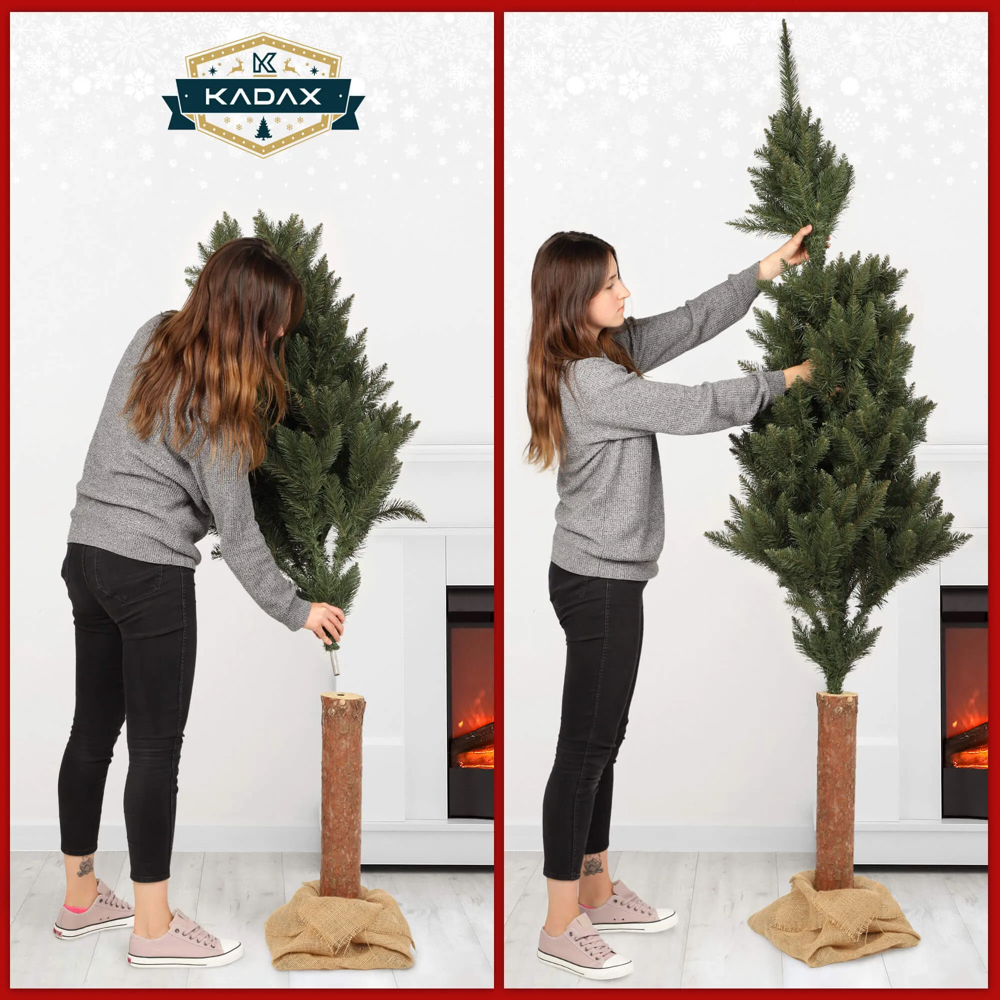 Dirbtinė Kalėdų eglutė ant eglės kamieno Mireval 160 cm