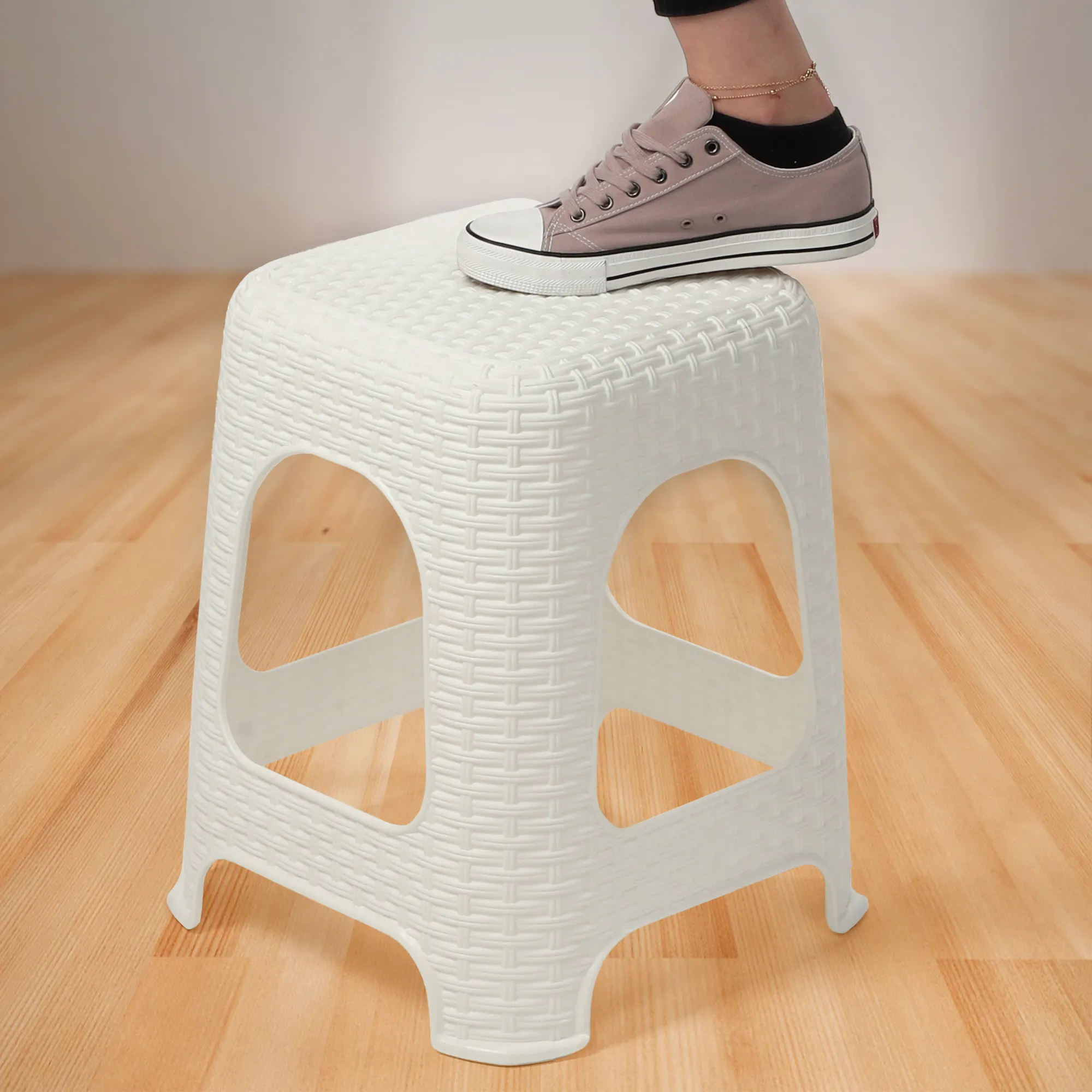 Rotango taburetės 45 x 26 cm, baltos, 4 vnt.