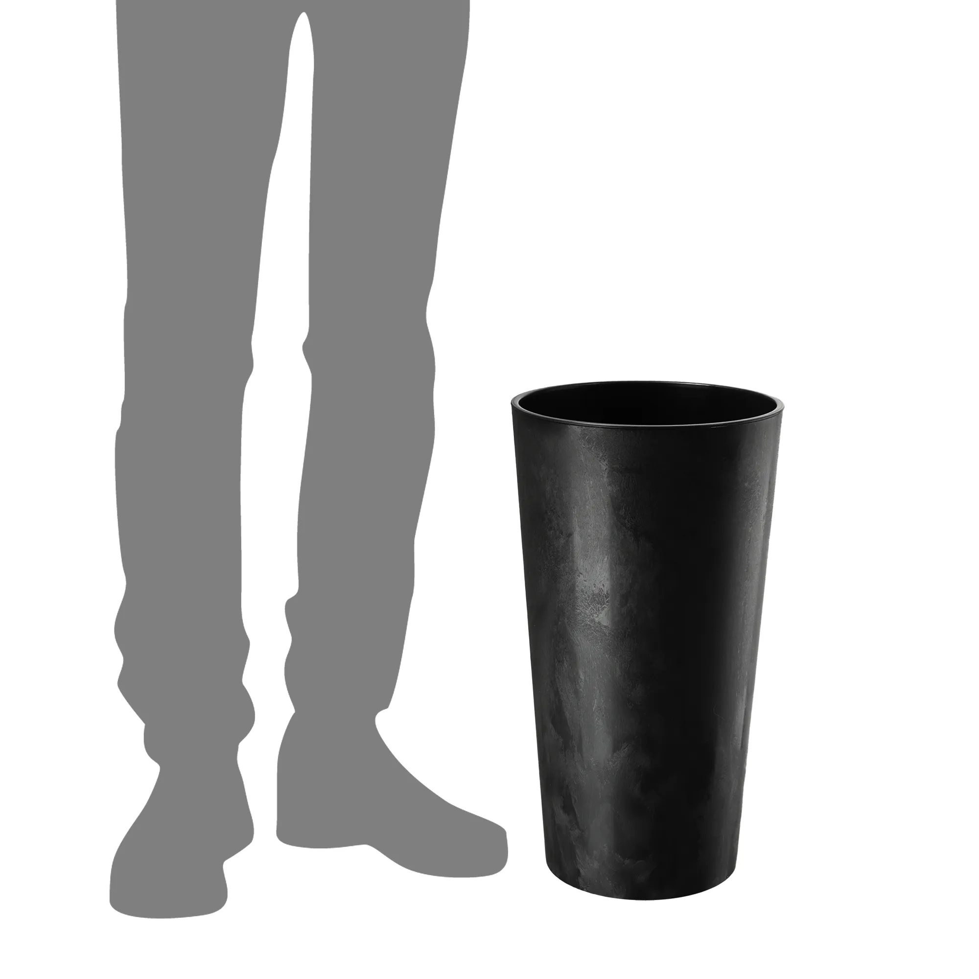 Merag gėlių vazonas 26 cm juodas betonas