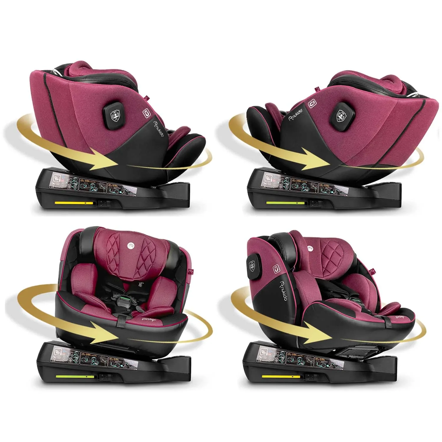 „Nukido Prestige Line“ juodos ir rožinės spalvos automobilinė kėdutė, 0-36 kg, ISOFIX - nuotrauka 1