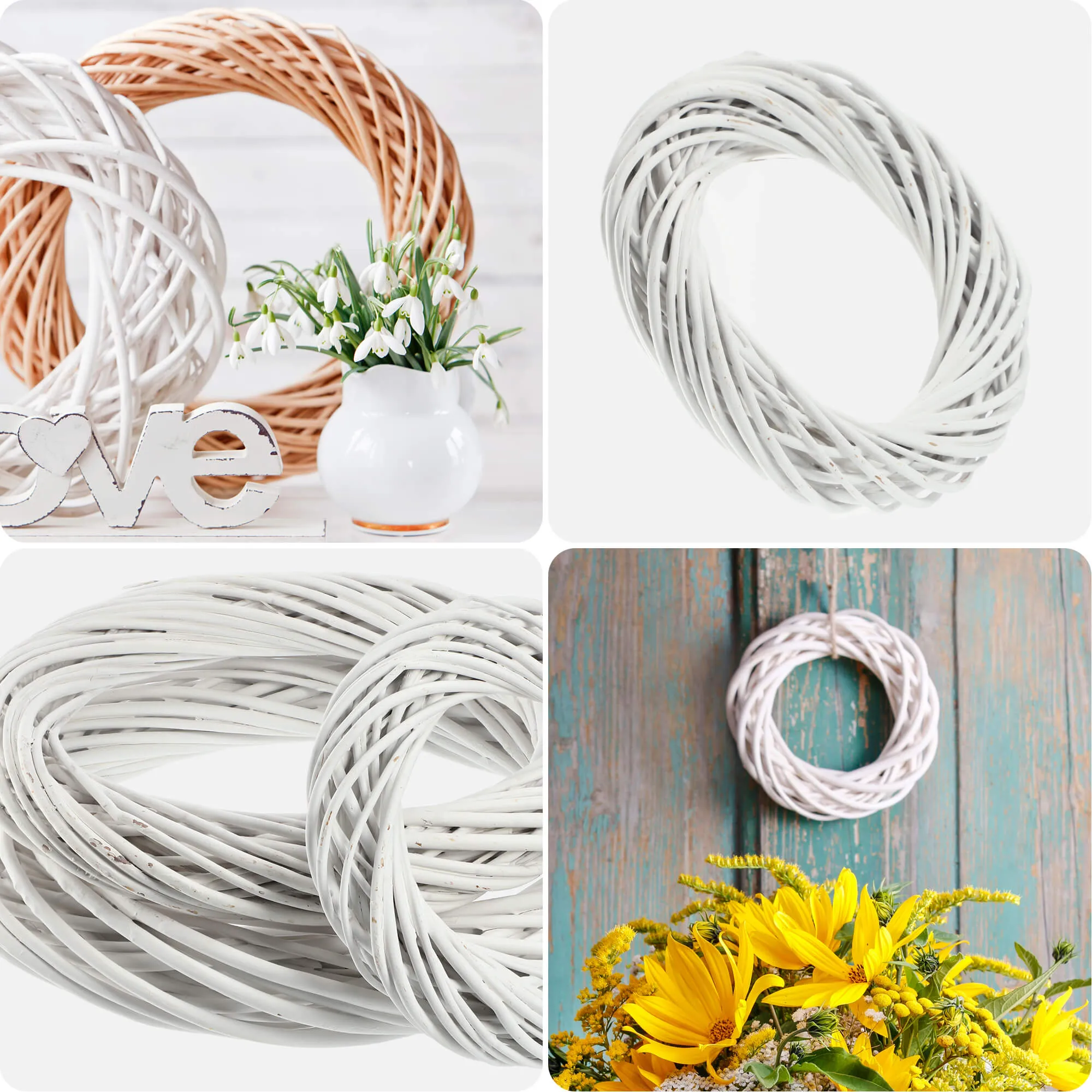 Berno vytelių vainikas 30 cm, baltas
