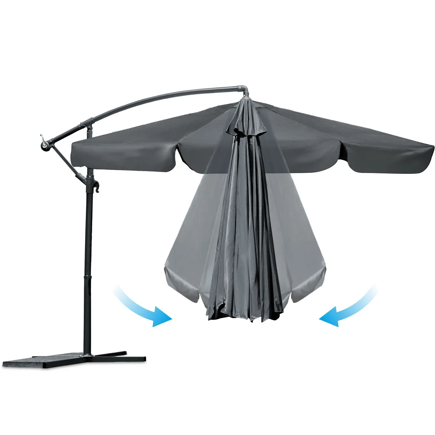 Sulankstomas sodo skėtis, 6 dalių, 350 cm, su uždanga, „Plonos PL-880“ - nuotrauka 1