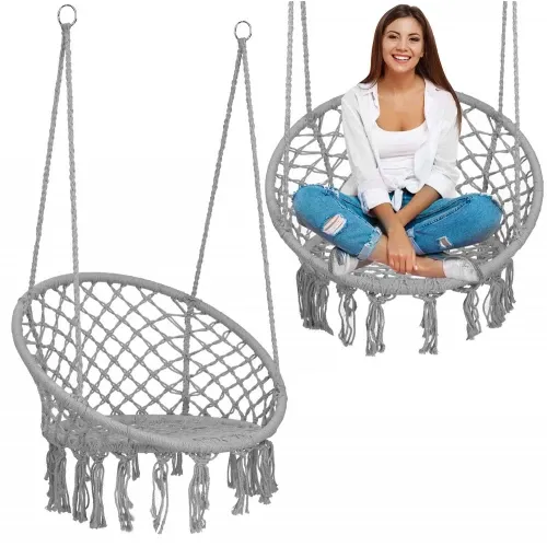 Pakabinamos sodo sūpynės BOHO pilkos - nuotrauka 1