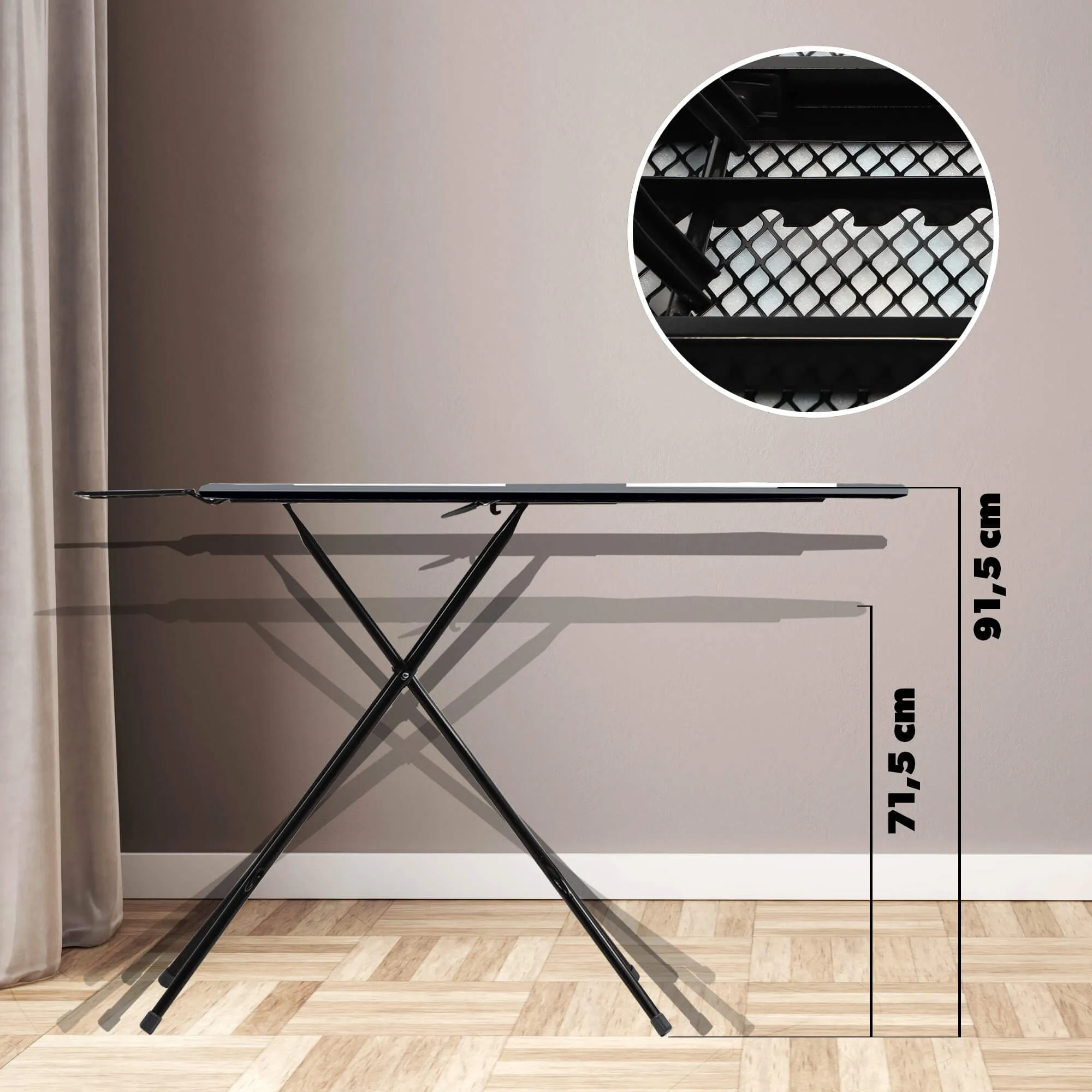Tasjo lyginimo lenta 120 x 38 cm pilka su rankena