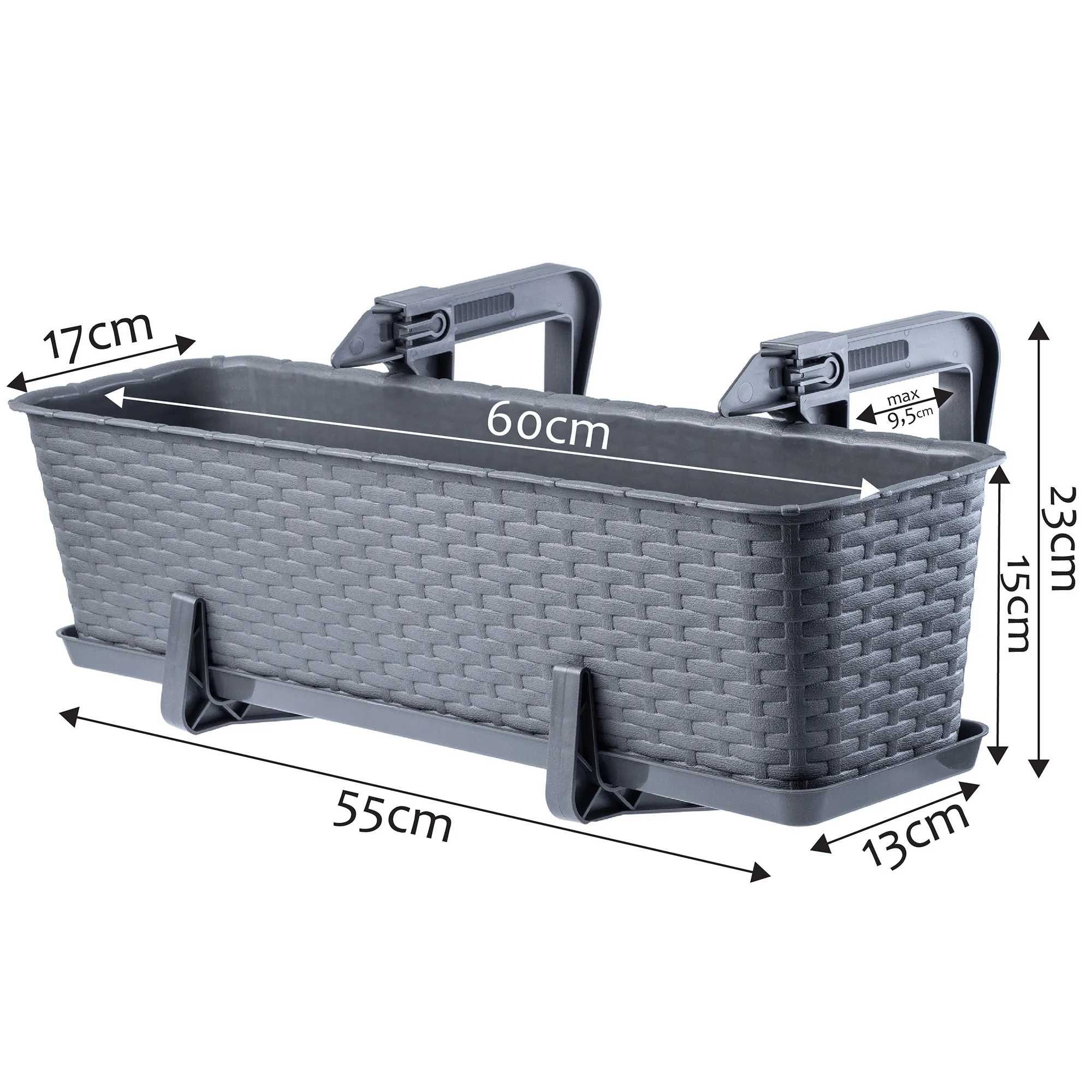Frette balkono dėžutė su pagrindu 60 x 15 cm