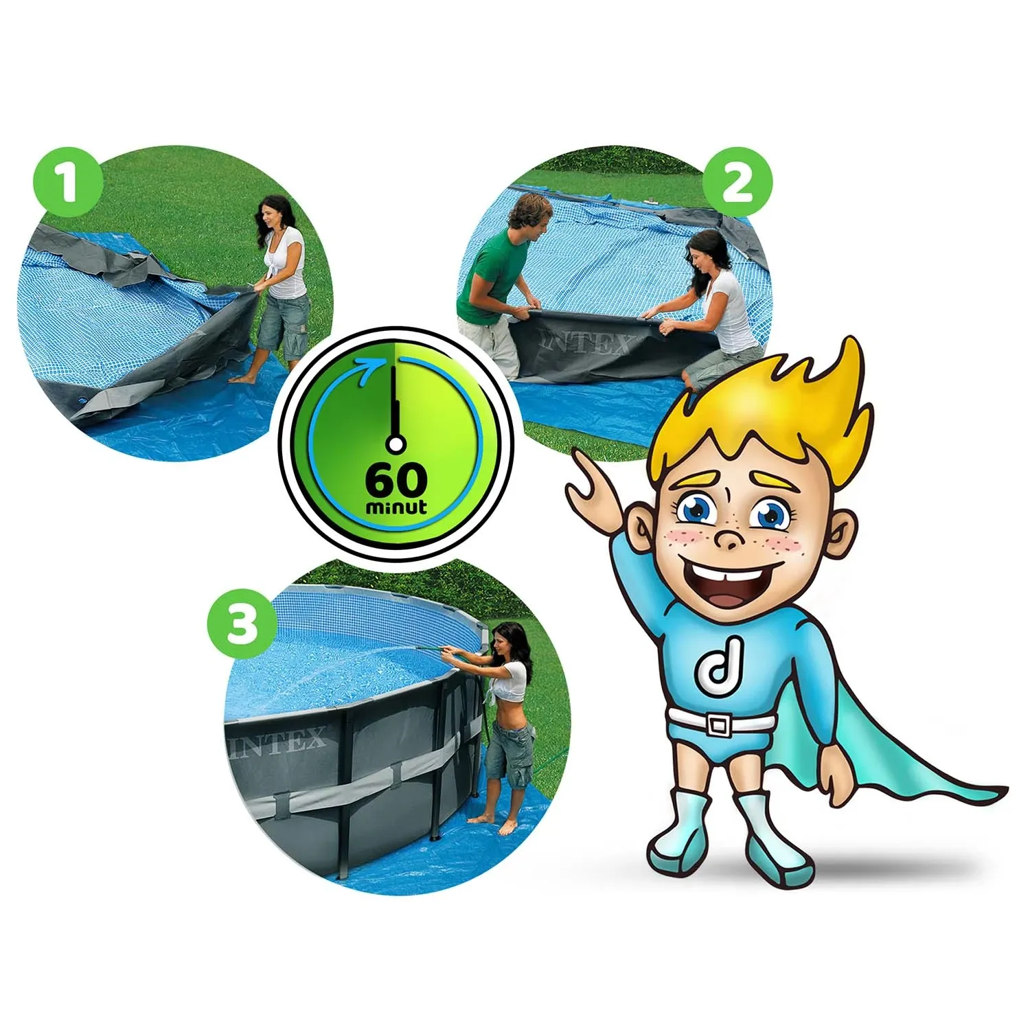 Karkasinis sodo baseinas 610x122cm 20in1 INTEX 26334 + NEMOKAMAS paspirtukas - nuotrauka 1