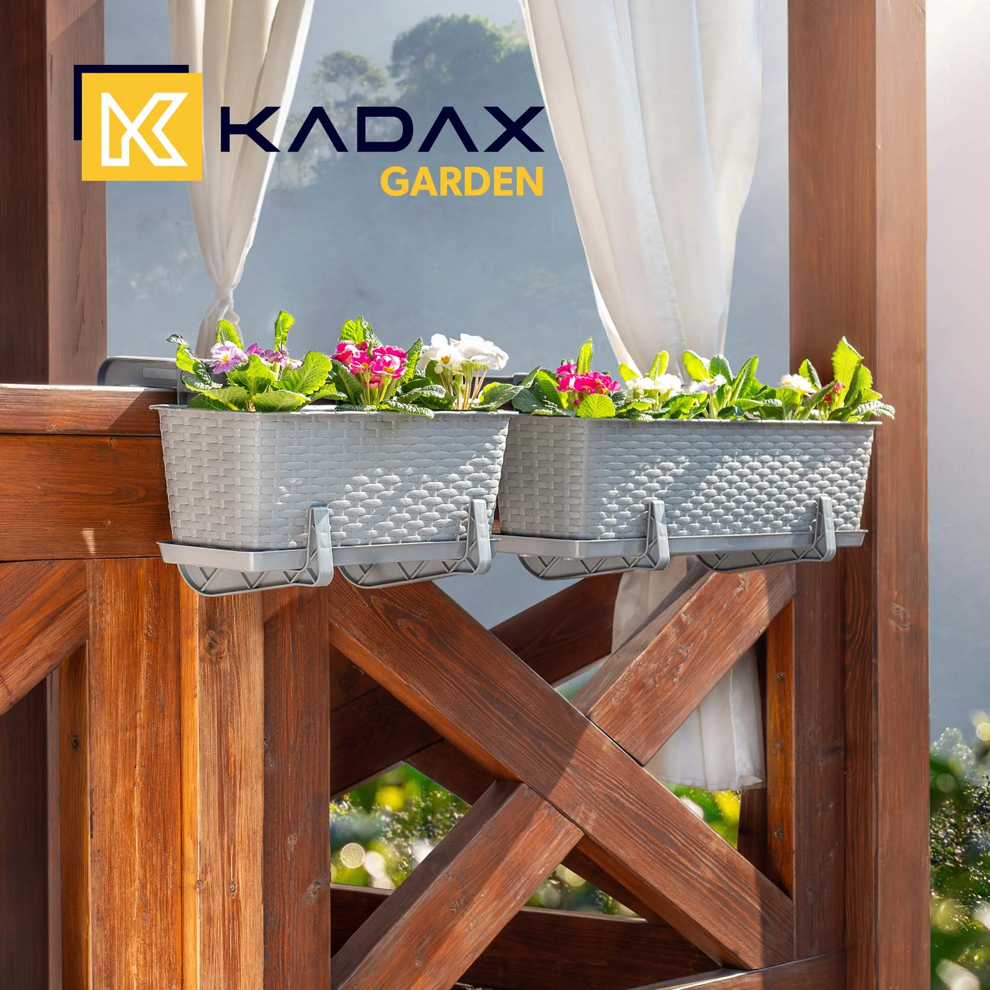 Balkono dėžė su rankenomis Castro pilka 60 cm