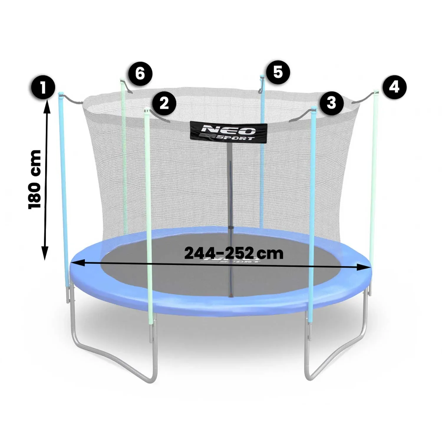 „Neosport“ tinklelio uždangos patalpoms, 252 cm, 8 pėdos, 6 vnt. - nuotrauka 1
