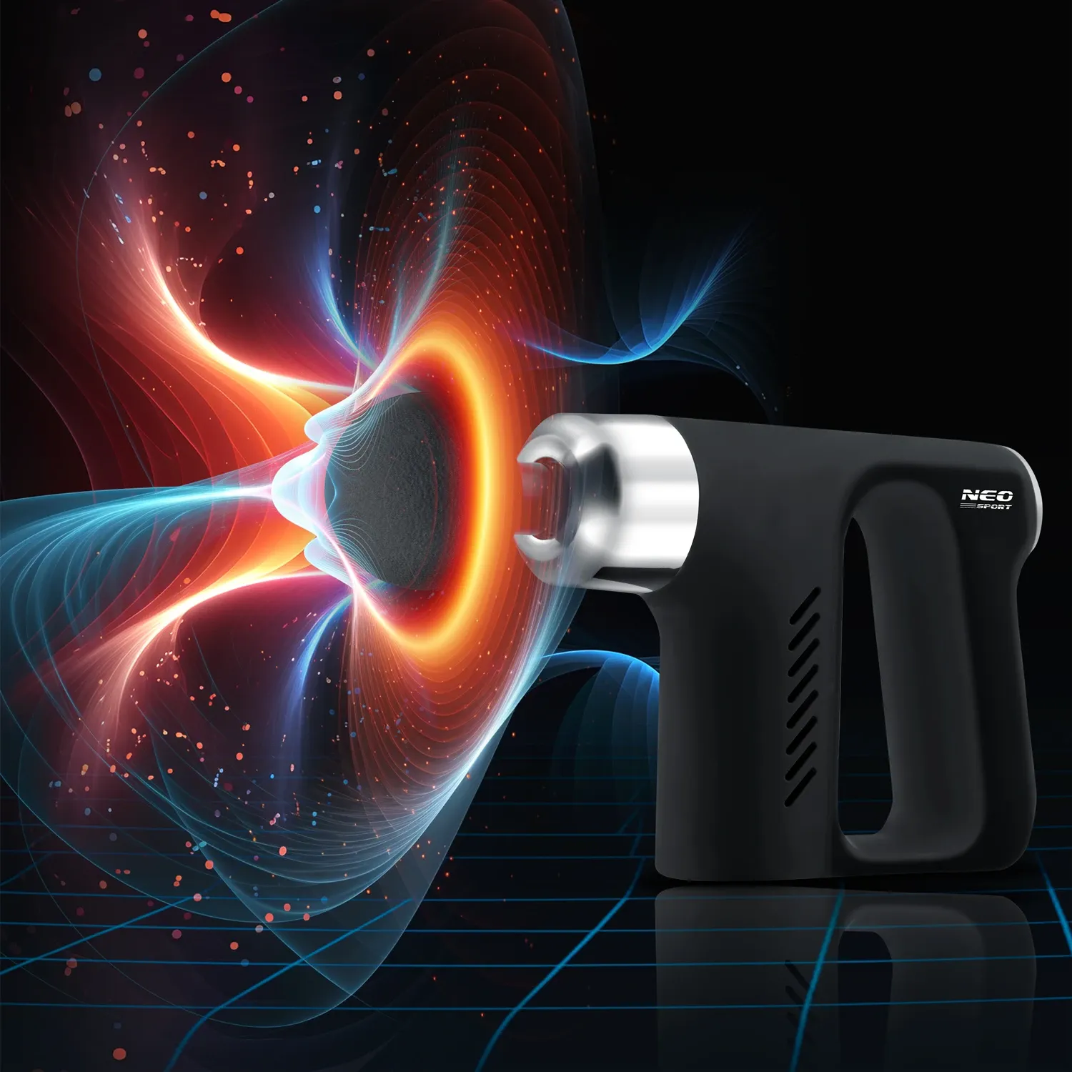 Kūno masažo pistoletas 5 antgaliai NS-502 Neo-sport juodas - nuotrauka 1