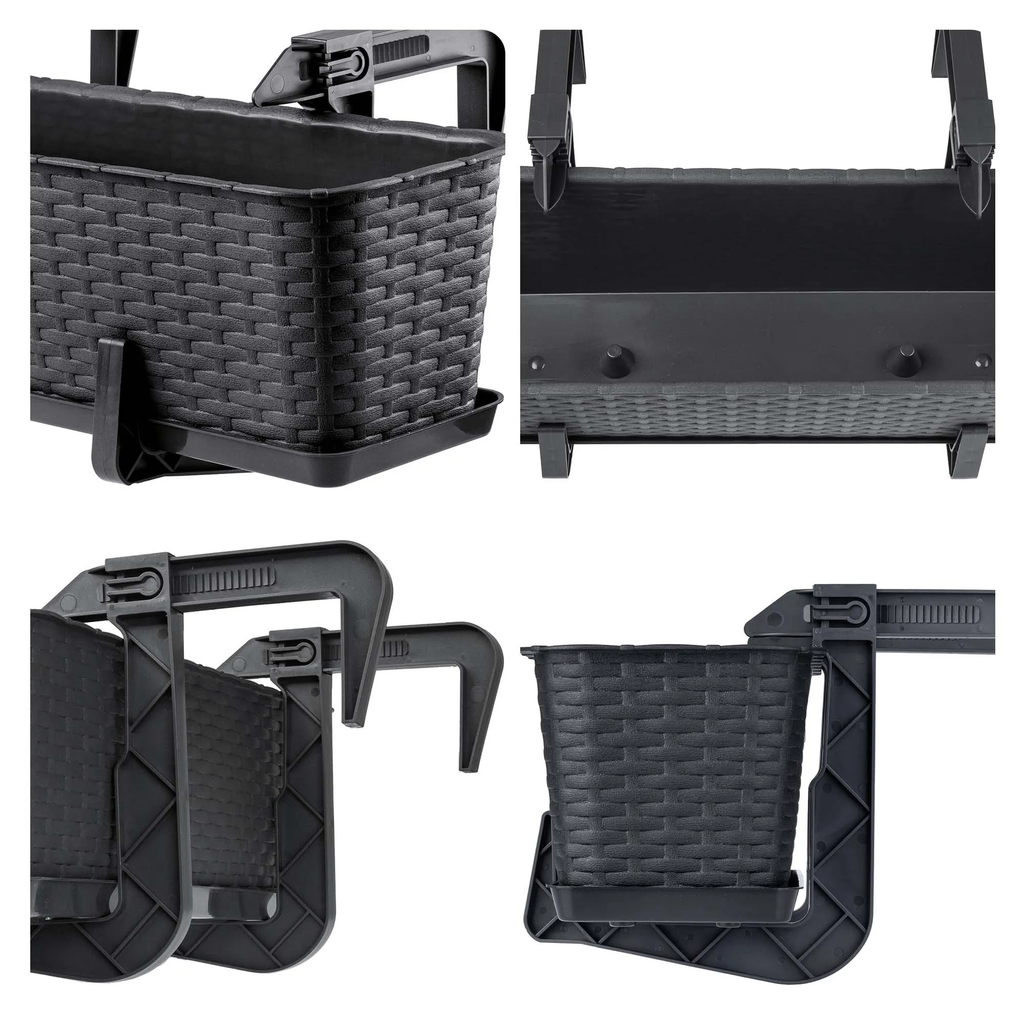 Balkono dėžė su rankenomis Castro antracito spalvos 60 cm